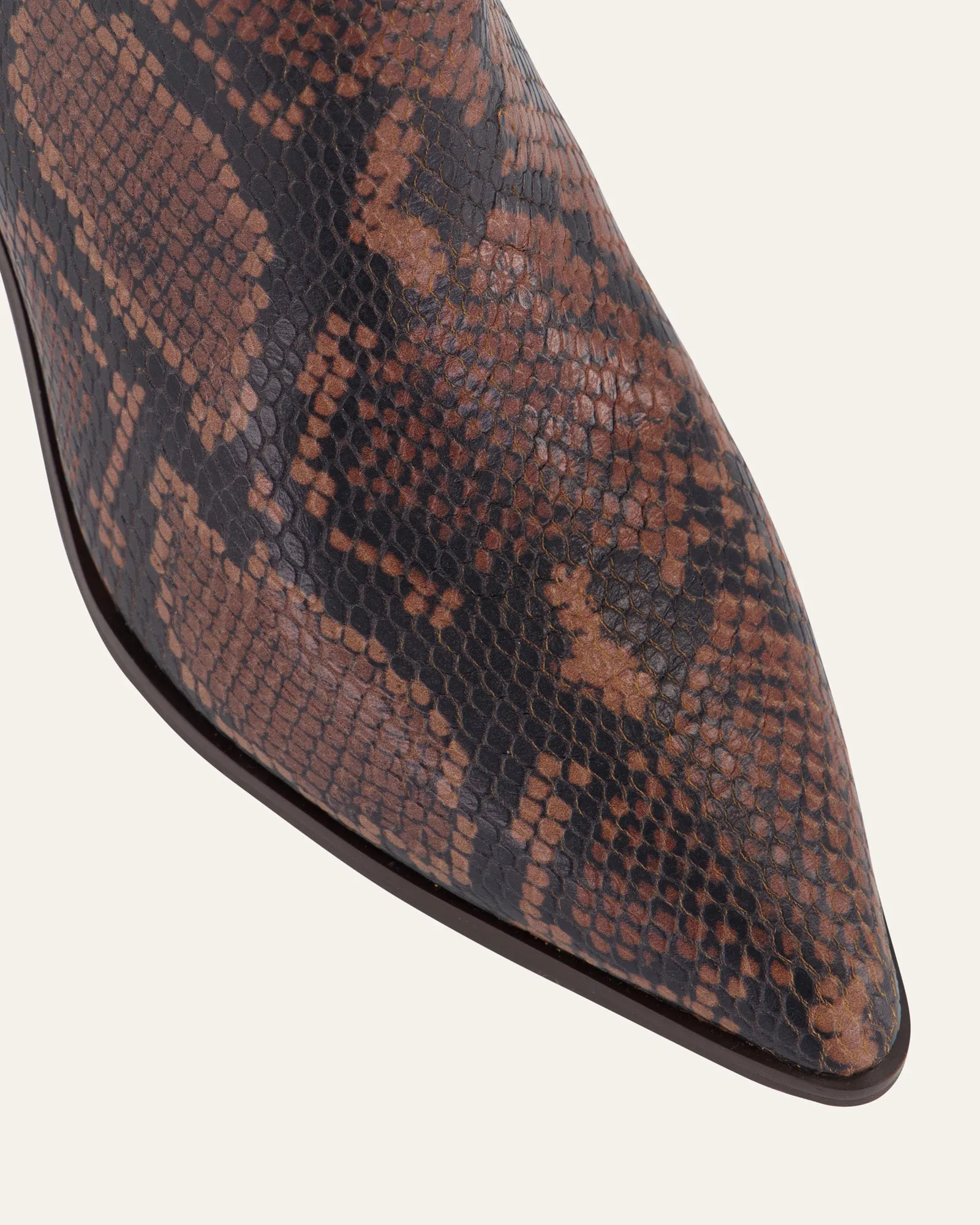 FREDDIE MID ANKLE BOOTS DARK SNAKE PRINT LEATHER Jo Mercer