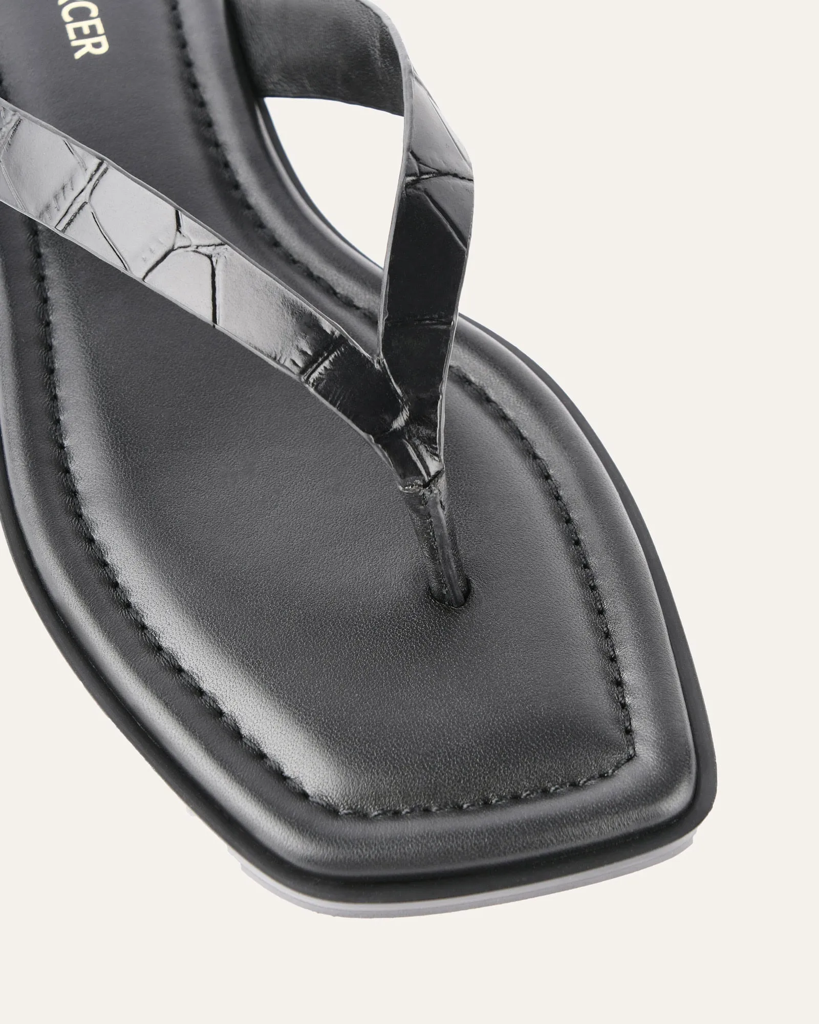FRENCHIE FLAT SANDALS BLACK CROC Jo Mercer
