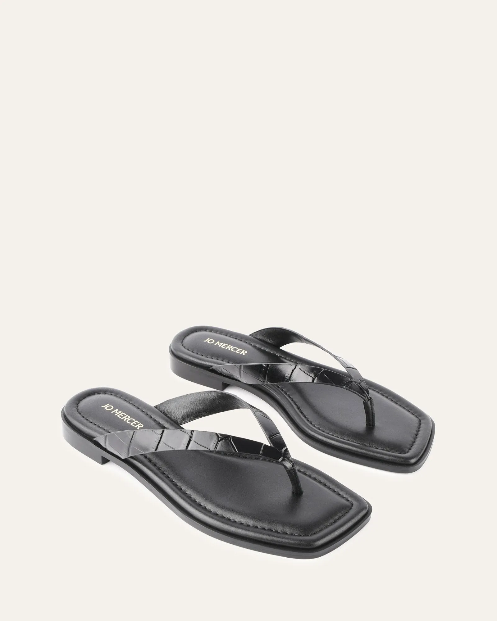 FRENCHIE FLAT SANDALS BLACK CROC Jo Mercer