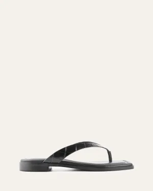 FRENCHIE FLAT SANDALS BLACK CROC Jo Mercer