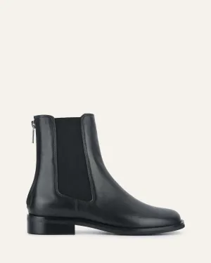 GABE FLAT ANKLE BOOTS BLACK LEATHER Jo Mercer