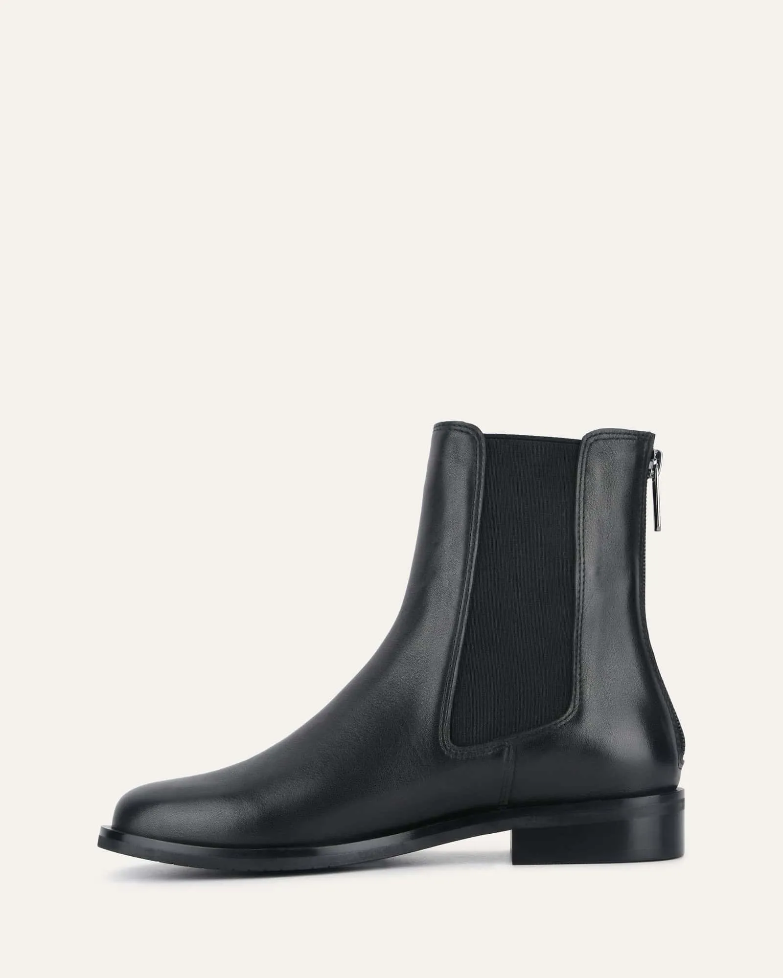 GABE FLAT ANKLE BOOTS BLACK LEATHER Jo Mercer