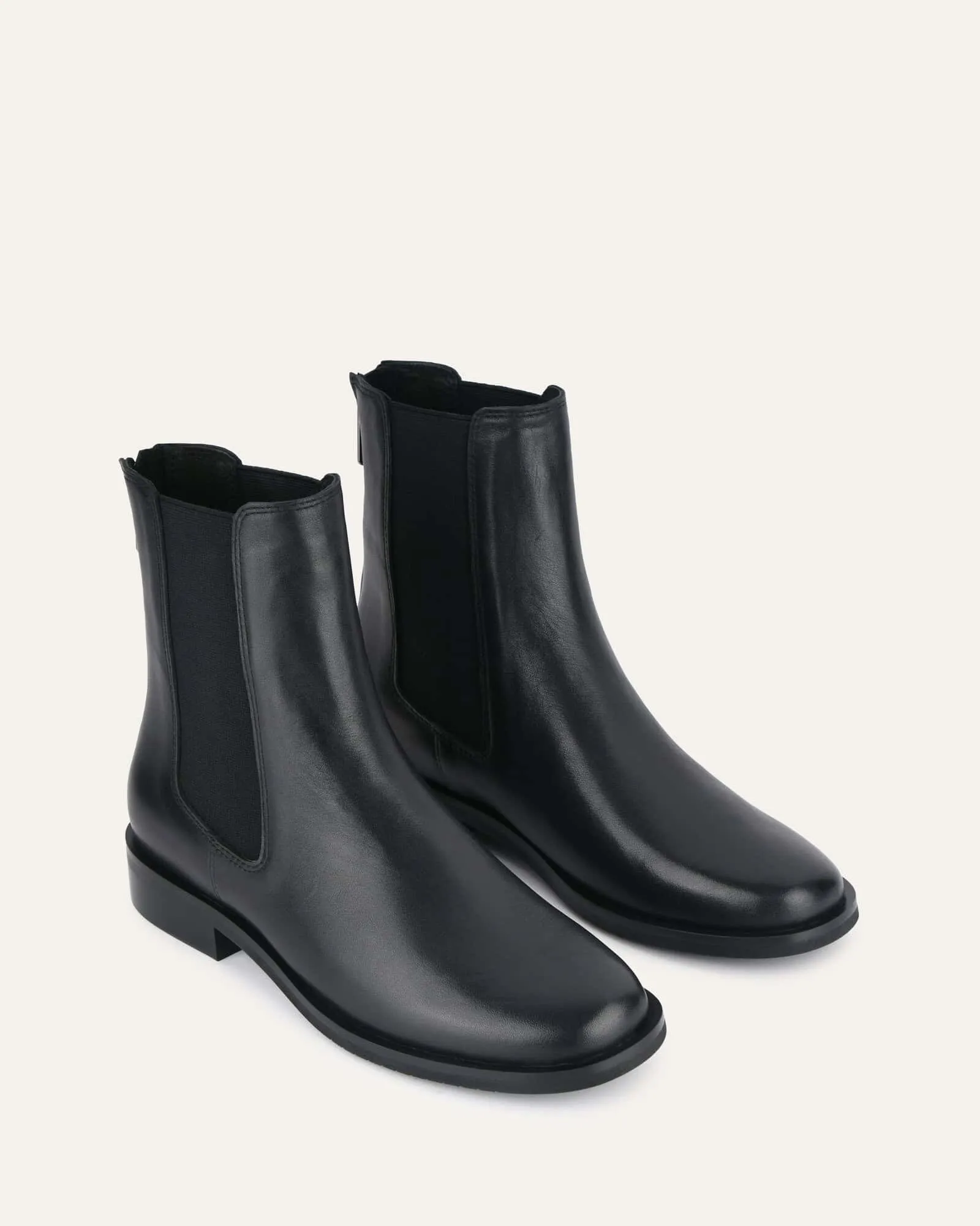 GABE FLAT ANKLE BOOTS BLACK LEATHER Jo Mercer