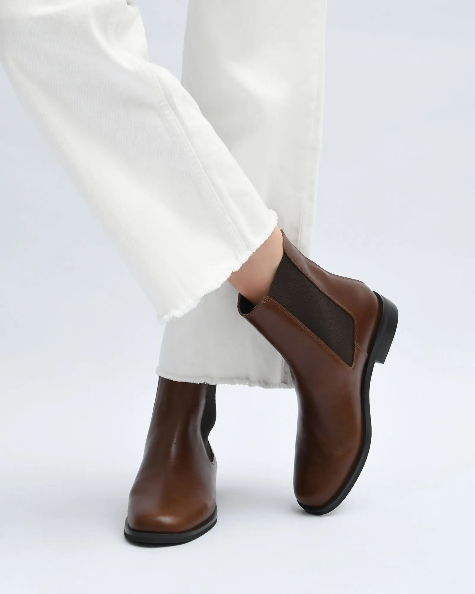 GABE FLAT ANKLE BOOTS DARK CHOCOLATE LEATHER Jo Mercer