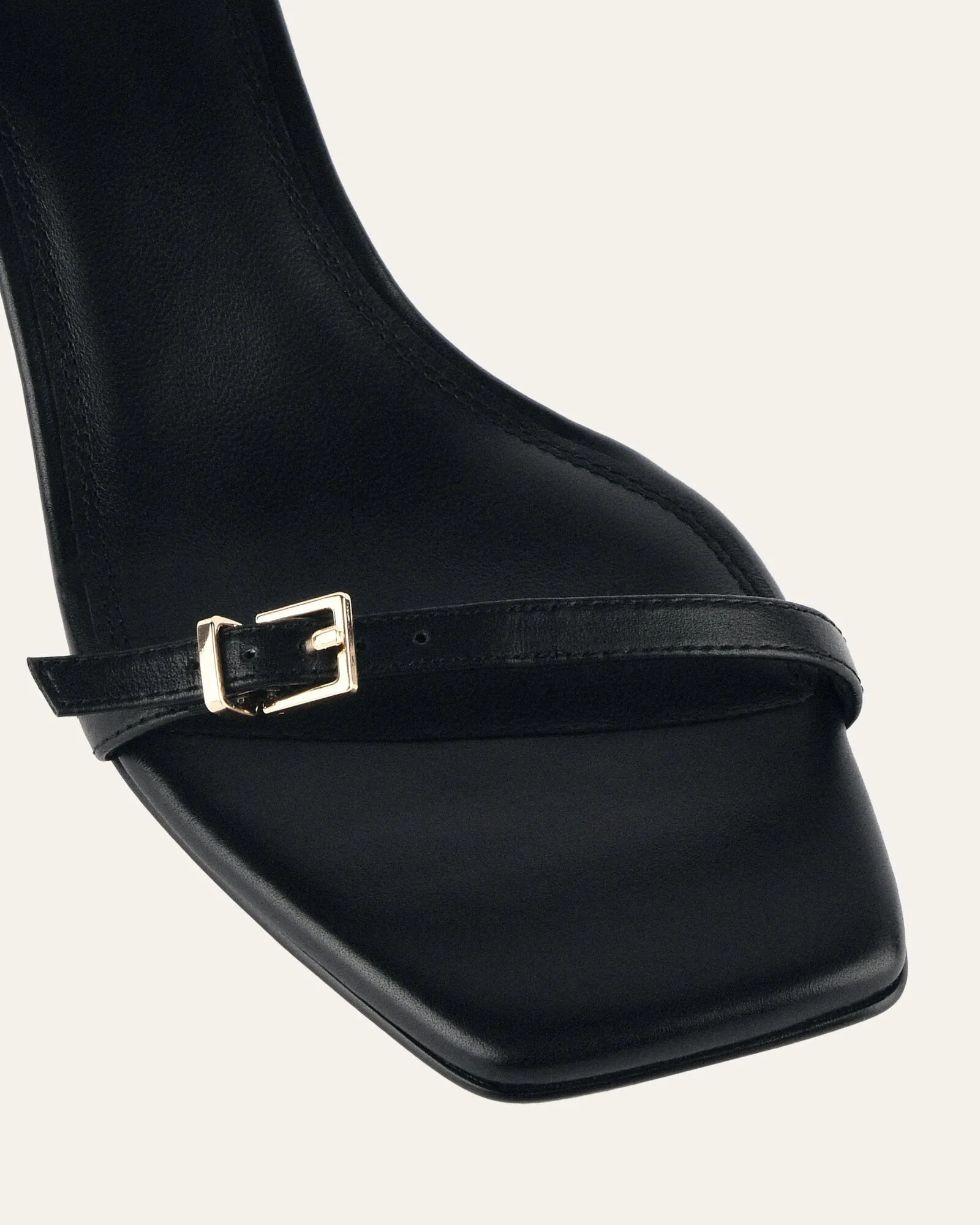 GIANNI MID HEEL SANDALS BLACK LEATHER Jo Mercer
