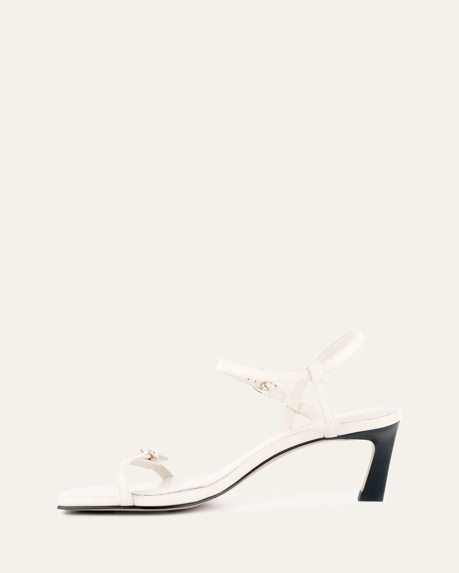 GIANNI MID HEEL SANDALS OFF WHITE LEATHER Jo Mercer