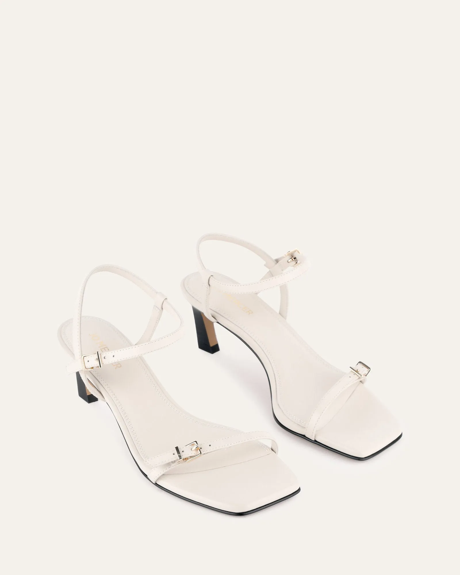 GIANNI MID HEEL SANDALS OFF WHITE LEATHER Jo Mercer