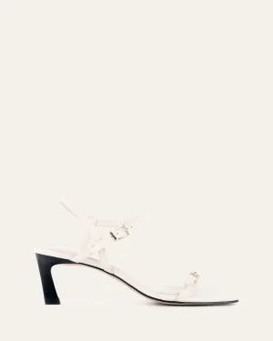 GIANNI MID HEEL SANDALS OFF WHITE LEATHER Jo Mercer