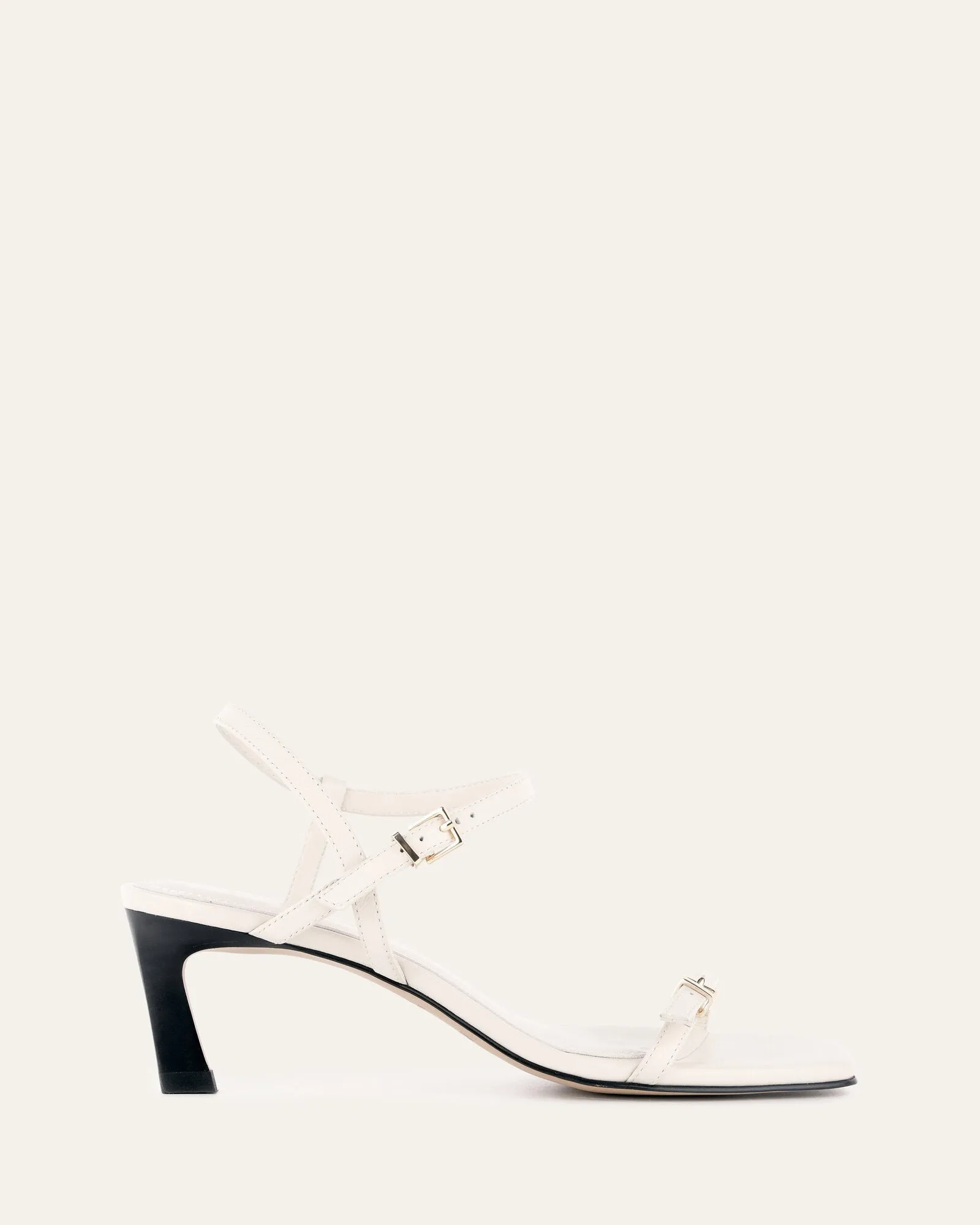 GIANNI MID HEEL SANDALS OFF WHITE LEATHER Jo Mercer