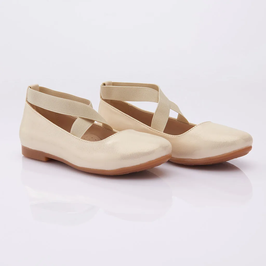 Gold Satin Ballerina Flats