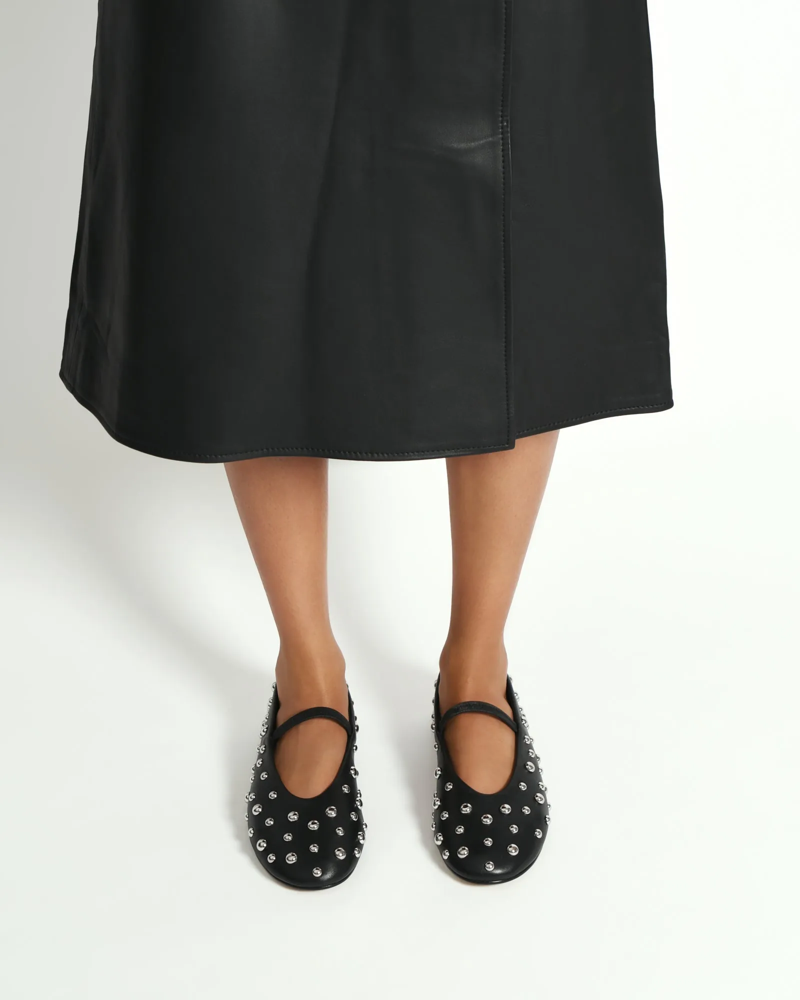 GOLDIE CASUAL FLATS BLACK LEATHER Jo Mercer