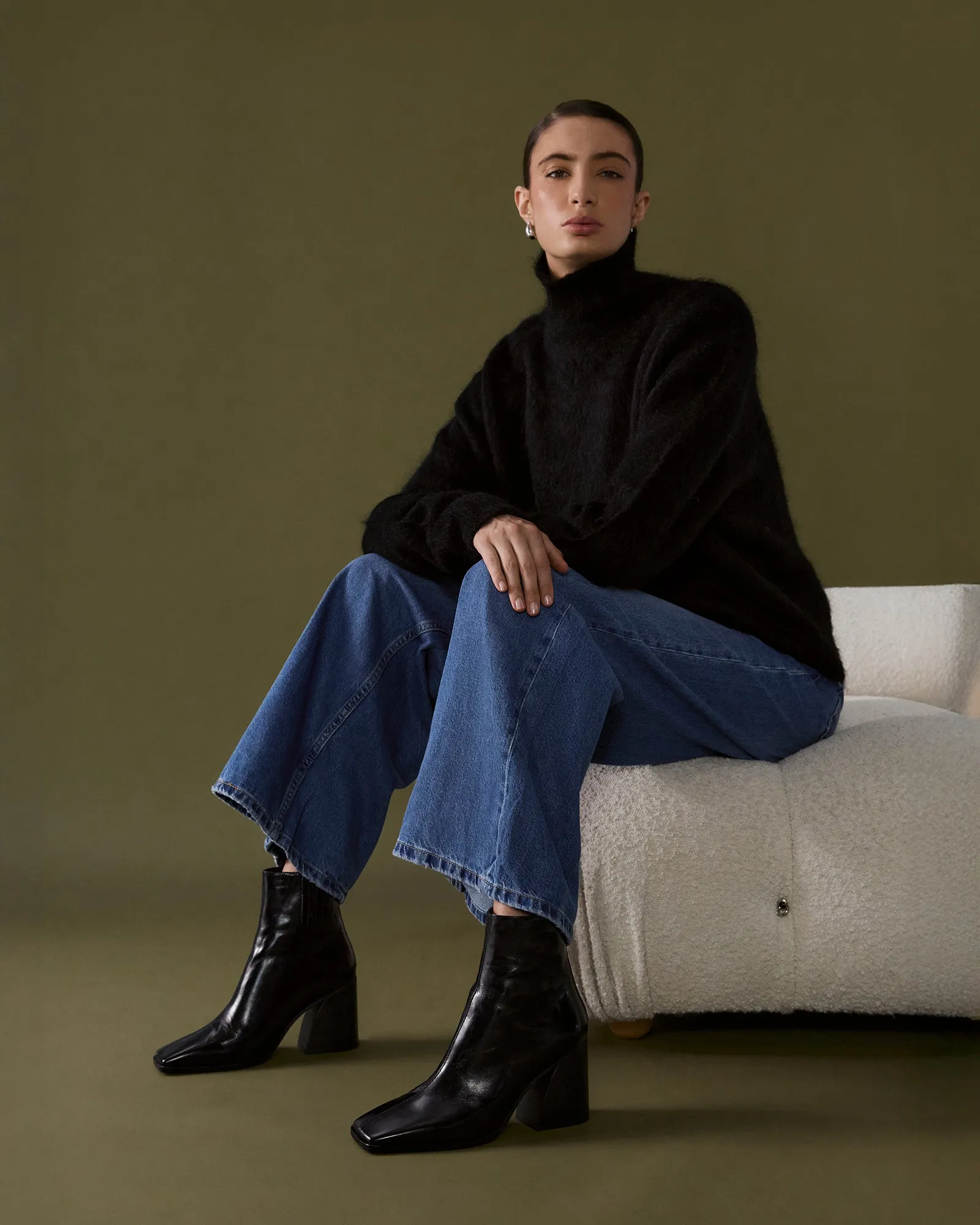HATTIE HIGH ANKLE BOOTS BLACK LEATHER Jo Mercer