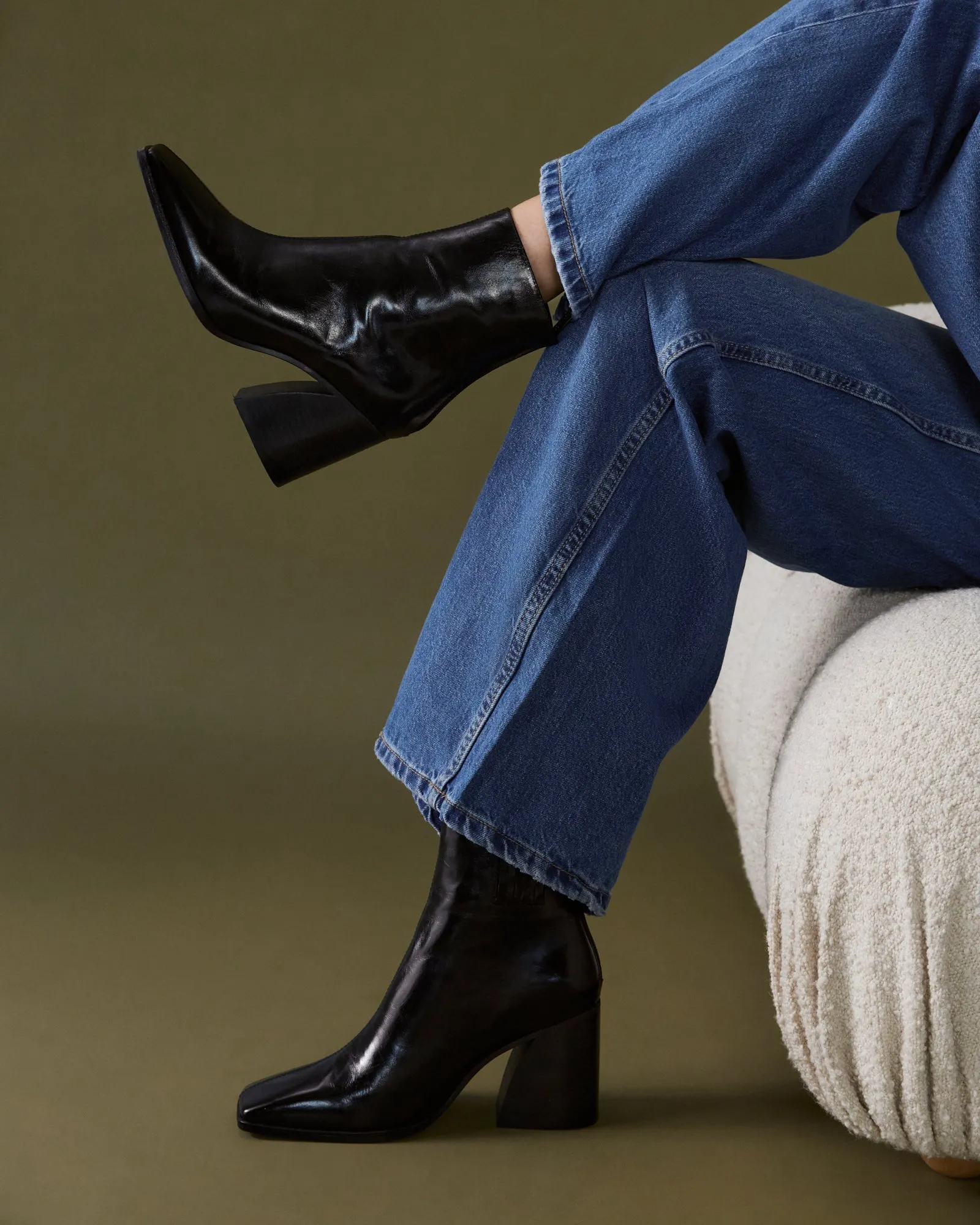 HATTIE HIGH ANKLE BOOTS BLACK LEATHER Jo Mercer