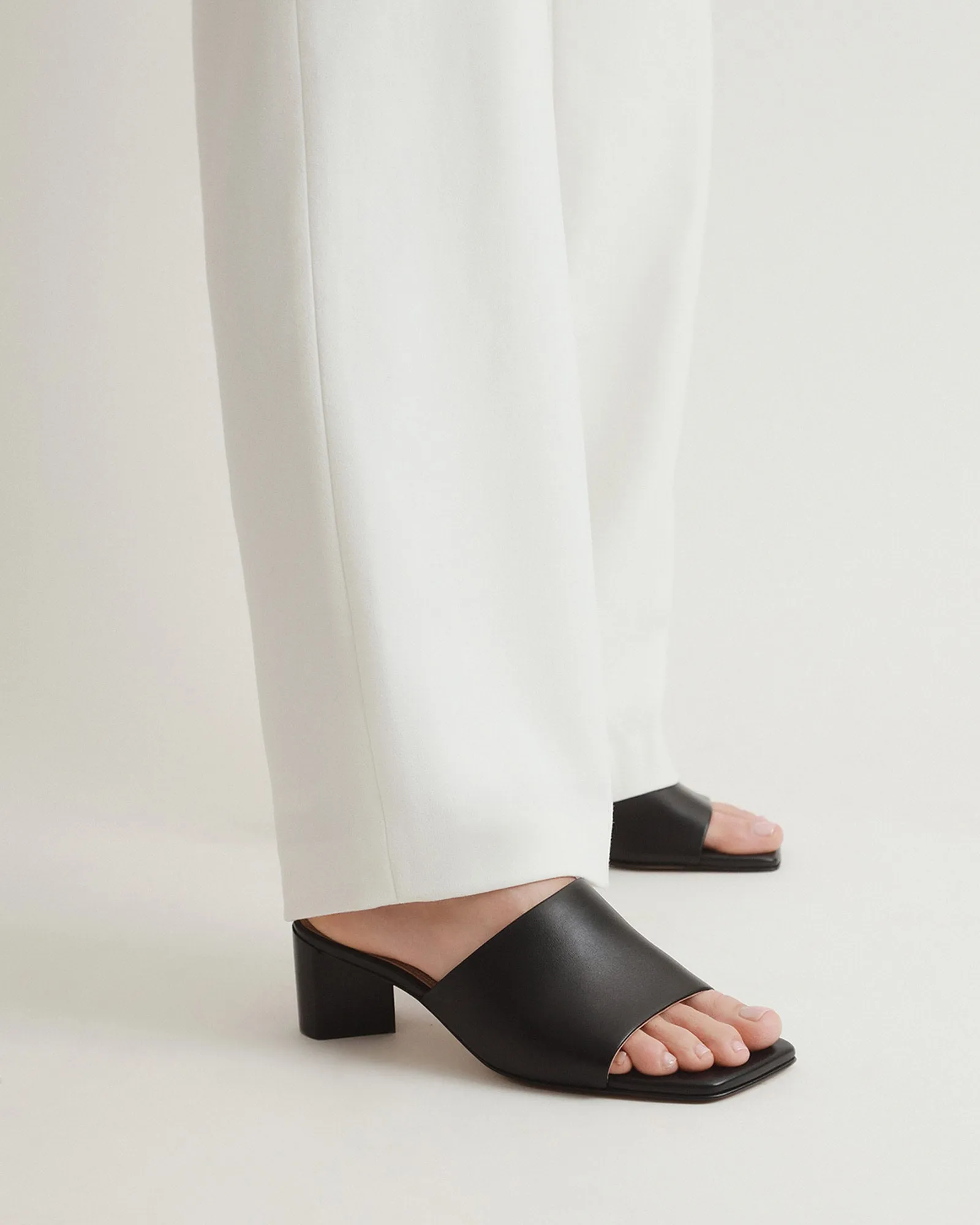 HERBIE MID HEEL SANDALS BLACK LEATHER Jo Mercer