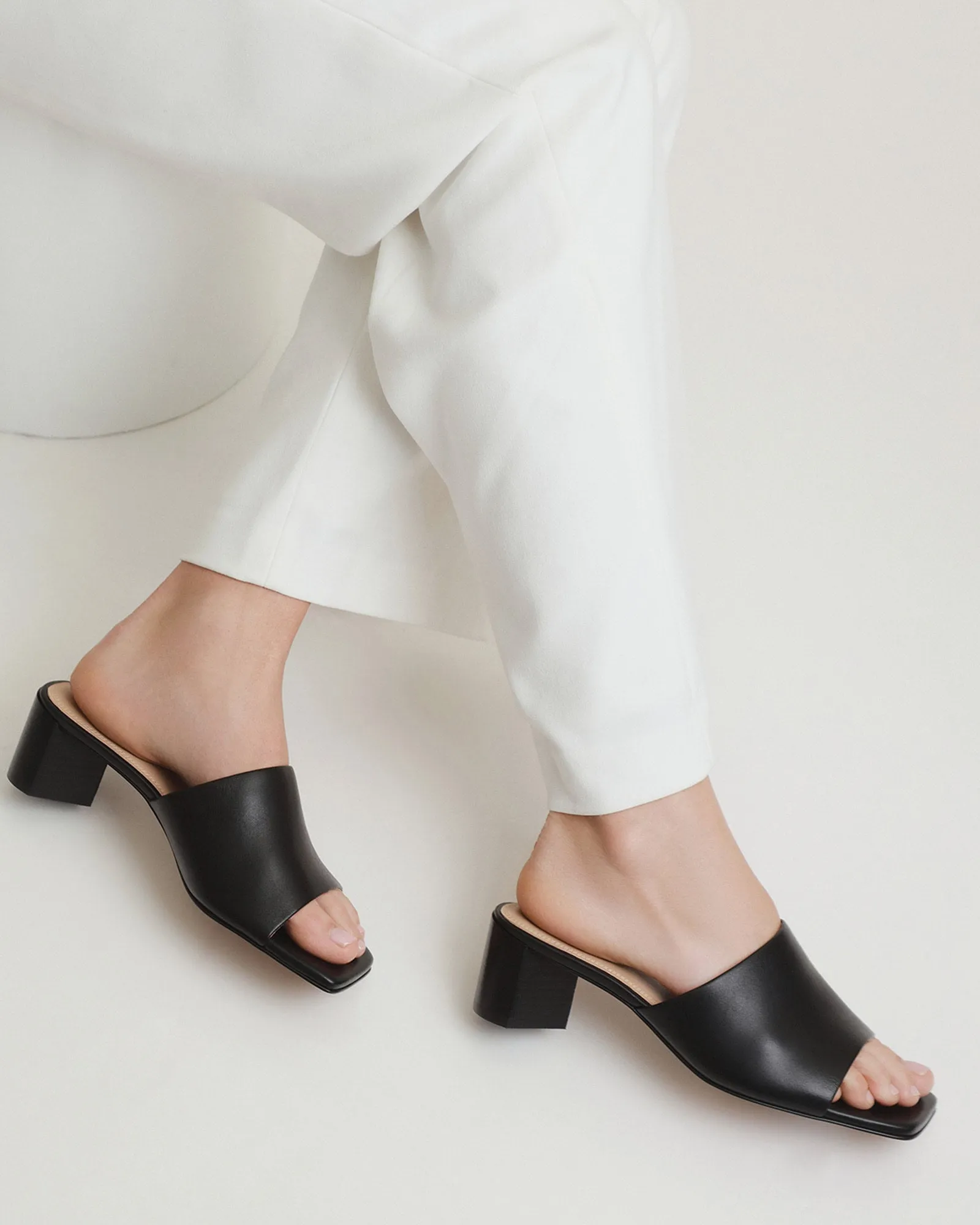 HERBIE MID HEEL SANDALS BLACK LEATHER Jo Mercer