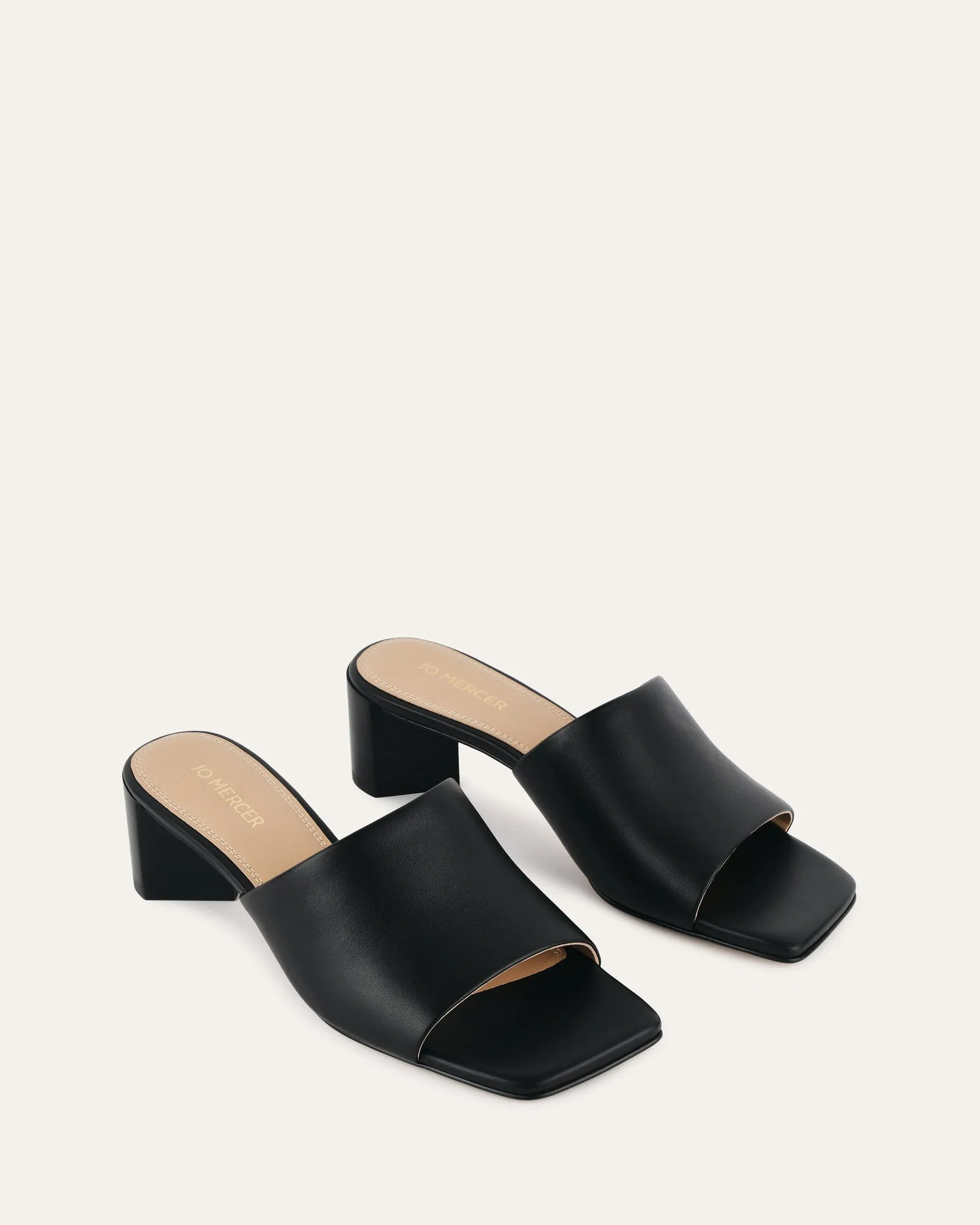 HERBIE MID HEEL SANDALS BLACK LEATHER Jo Mercer