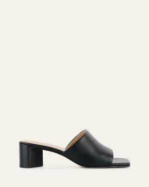 HERBIE MID HEEL SANDALS BLACK LEATHER Jo Mercer