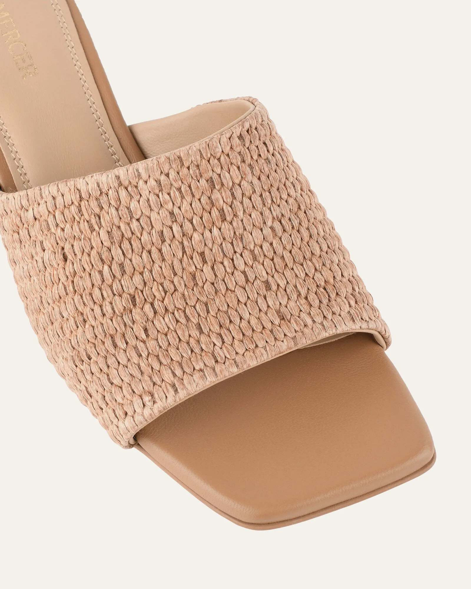 HERBIE MID HEEL SANDALS TAN RAFFIA Jo Mercer
