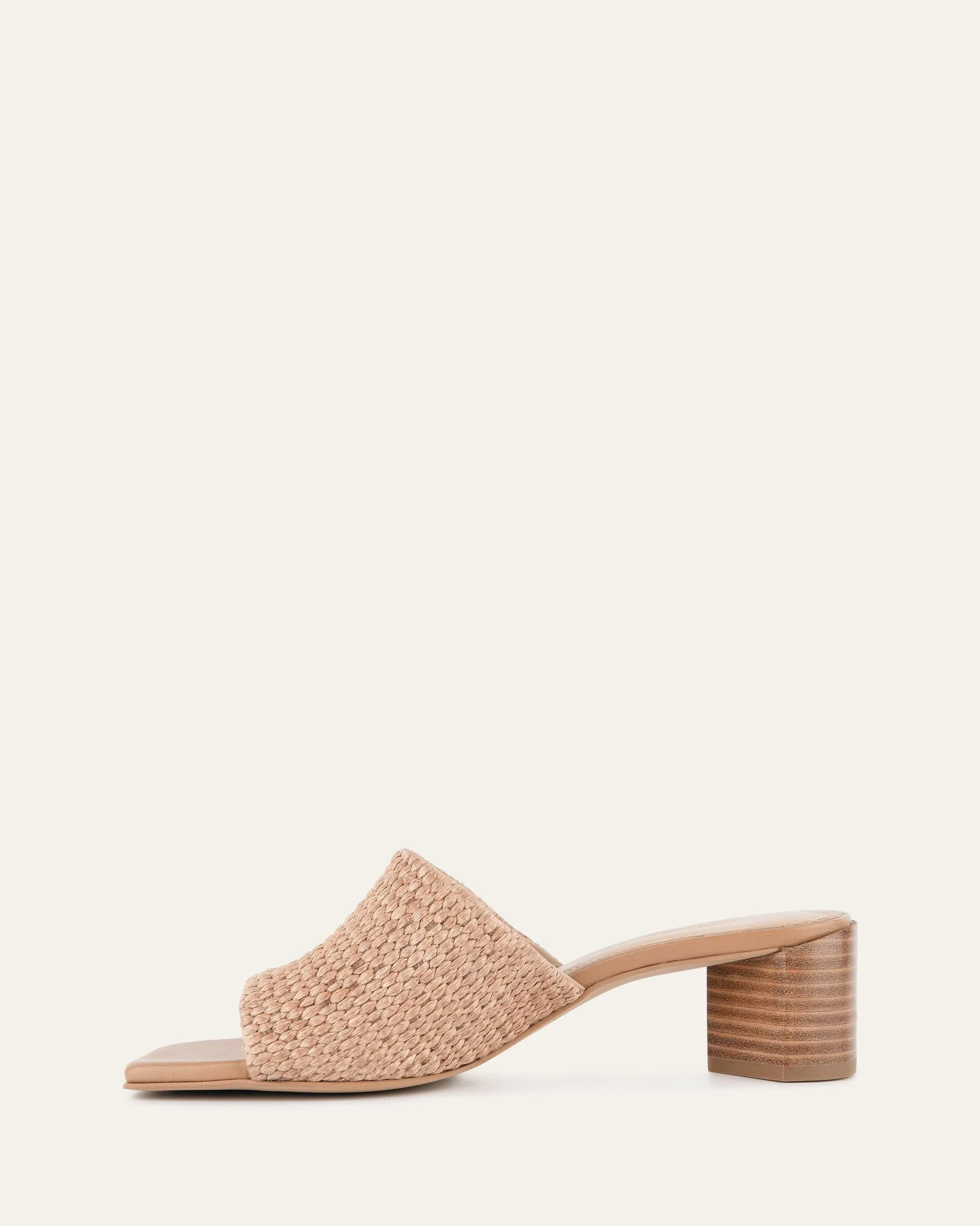 HERBIE MID HEEL SANDALS TAN RAFFIA Jo Mercer