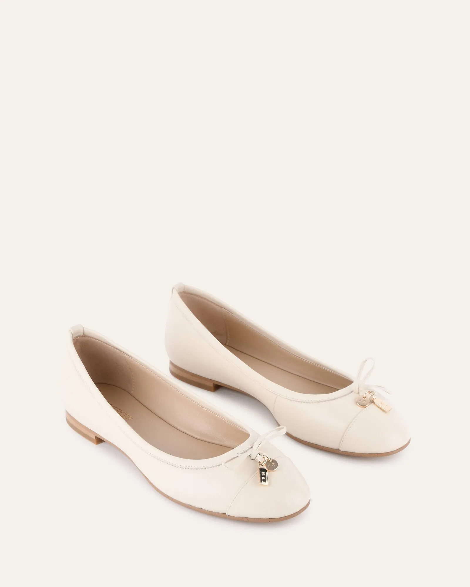 HERMIONE DRESS FLATS OFF WHITE LEATHER Jo Mercer