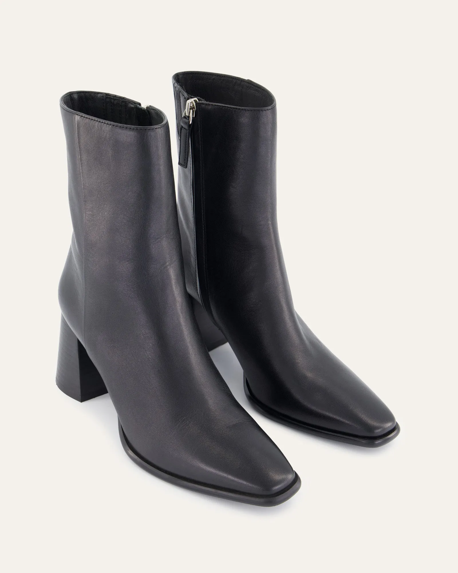IGGY MID ANKLE BOOTS BLACK LEATHER Jo Mercer