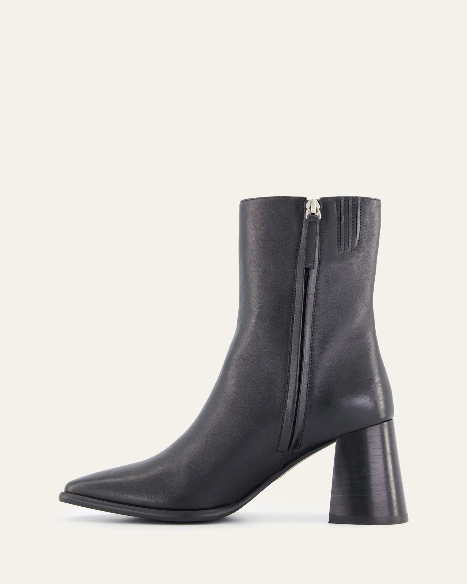 IGGY MID ANKLE BOOTS BLACK LEATHER Jo Mercer