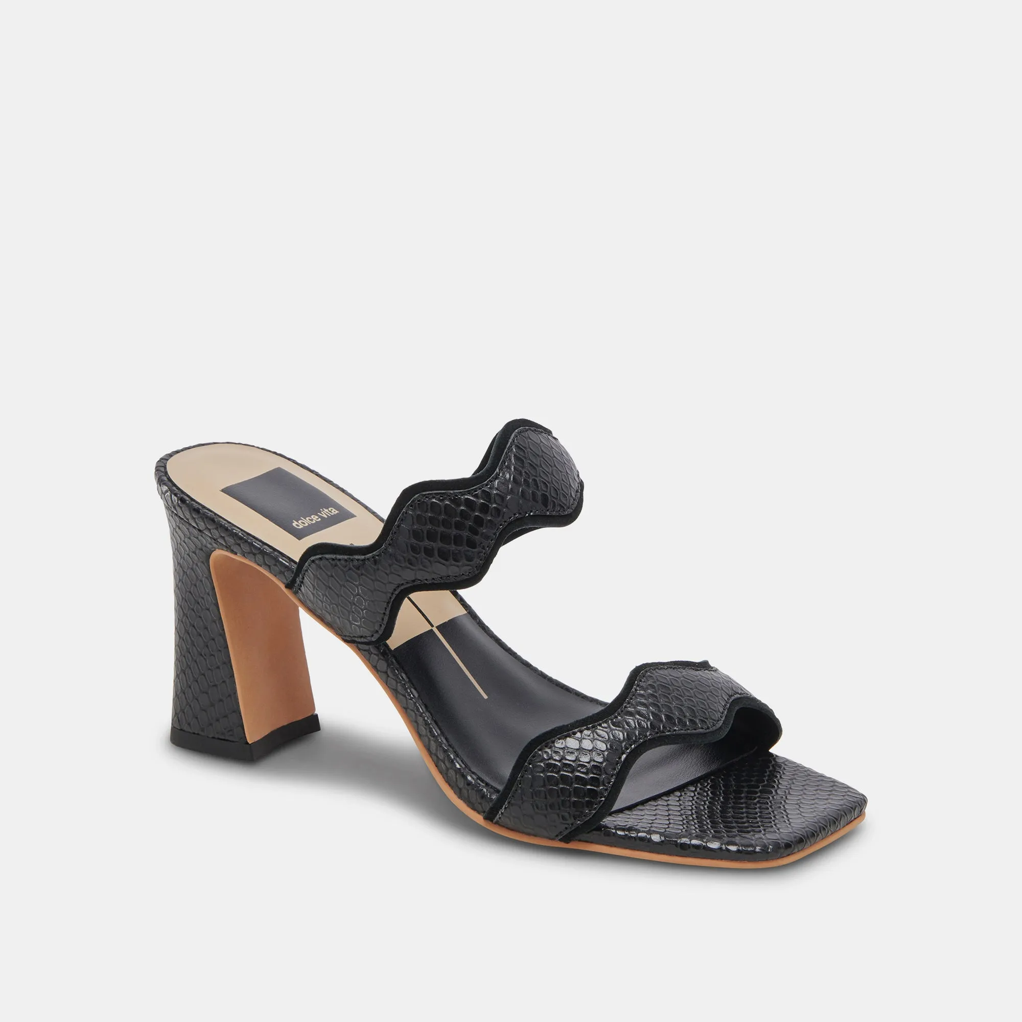ILVA WIDE HEELS ONYX EMBOSSED LEATHER Dolce Vita