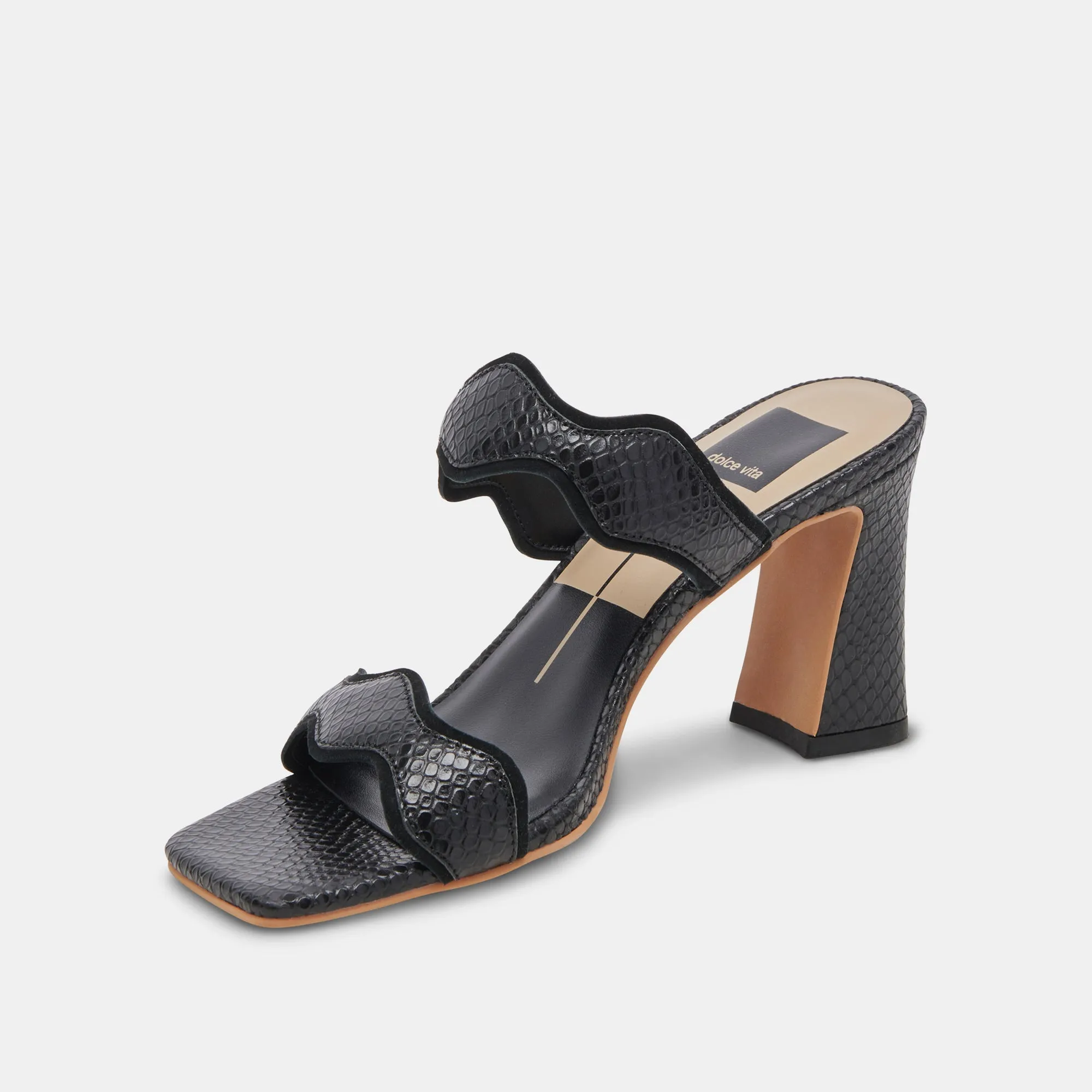ILVA WIDE HEELS ONYX EMBOSSED LEATHER Dolce Vita