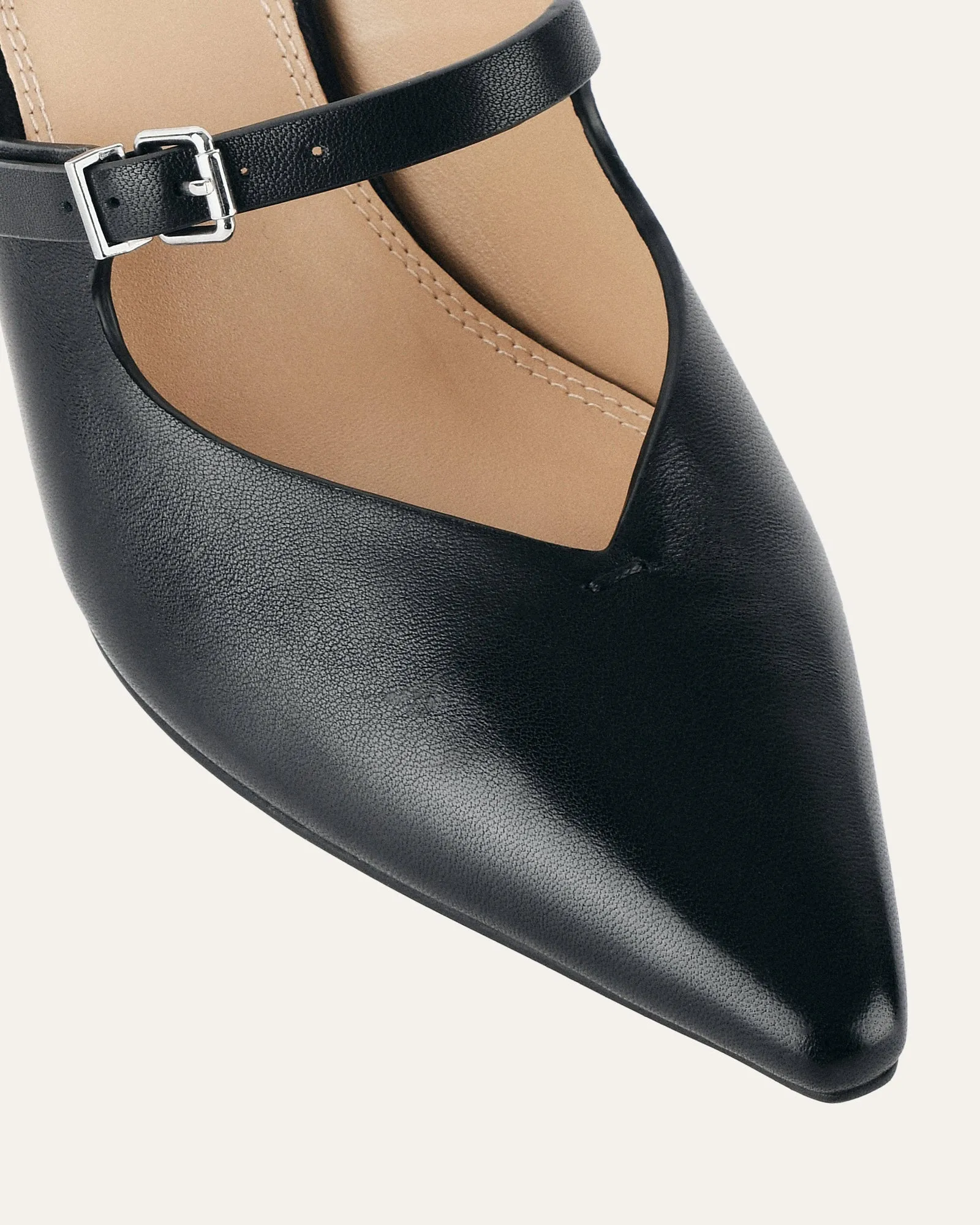 INGRID MID HEEL BLACK LEATHER Jo Mercer
