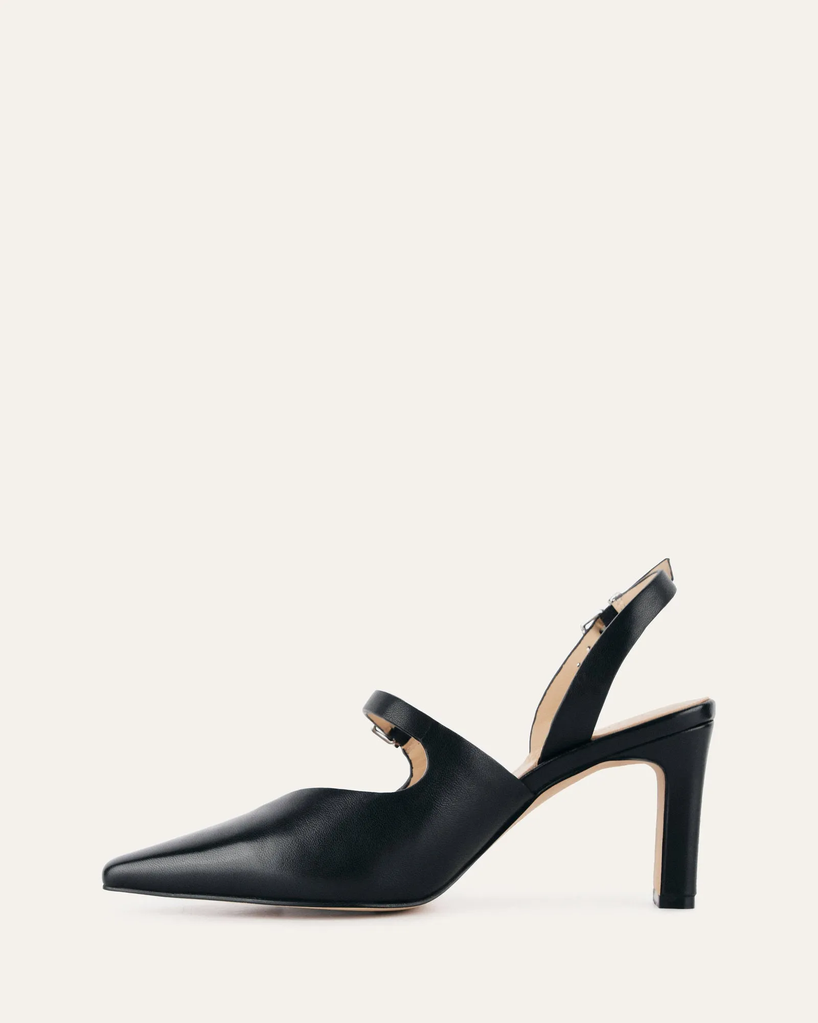 INGRID MID HEEL BLACK LEATHER Jo Mercer