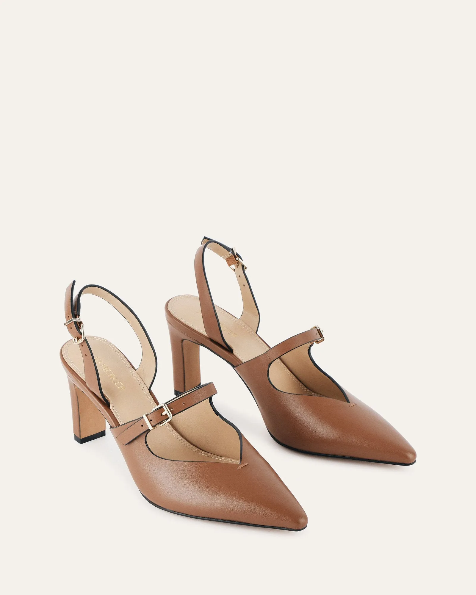 INGRID MID HEEL TAN LEATHER Jo Mercer