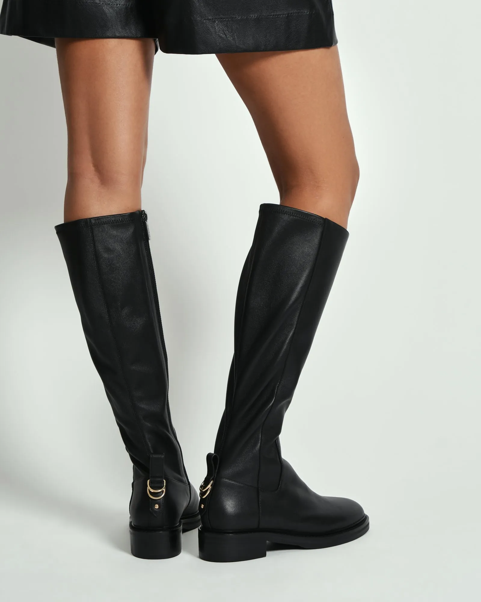 JAIDA KNEE BOOTS BLACK LEATHER Jo Mercer