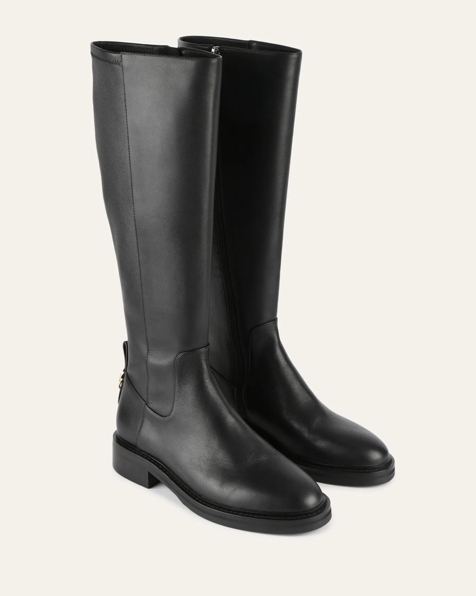 JAIDA KNEE BOOTS BLACK LEATHER Jo Mercer