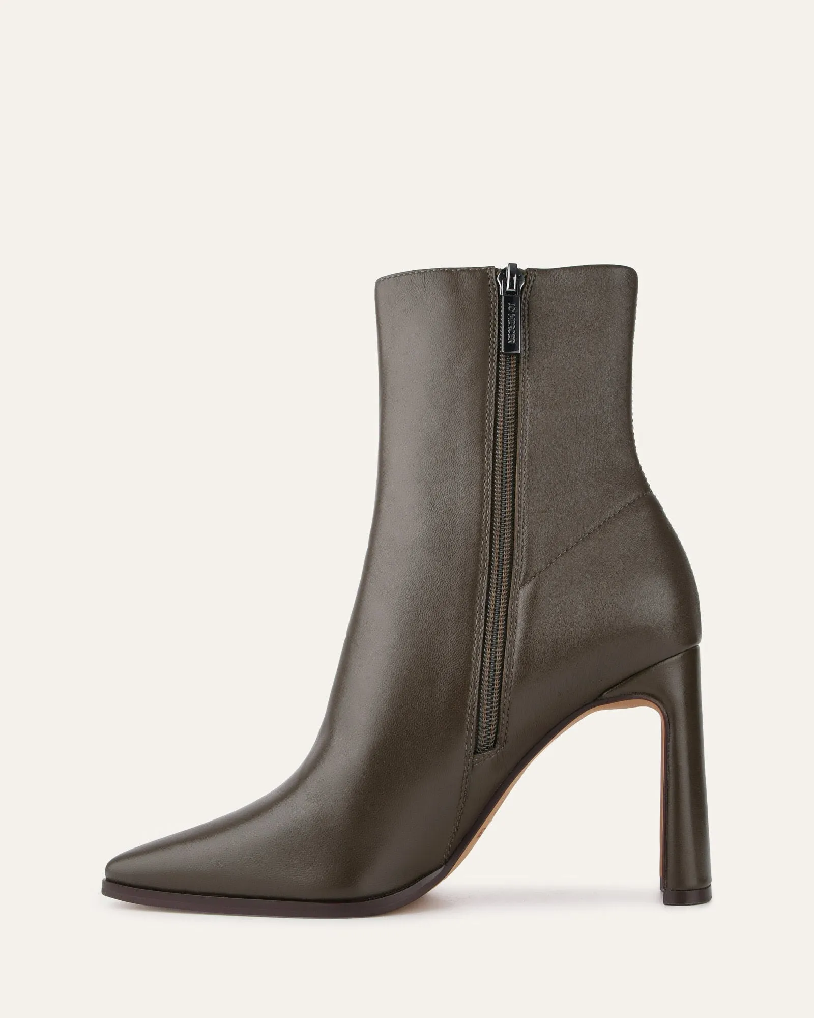 JEMIMA HIGH ANKLE BOOTS DARK OLIVE LEATHER Jo Mercer