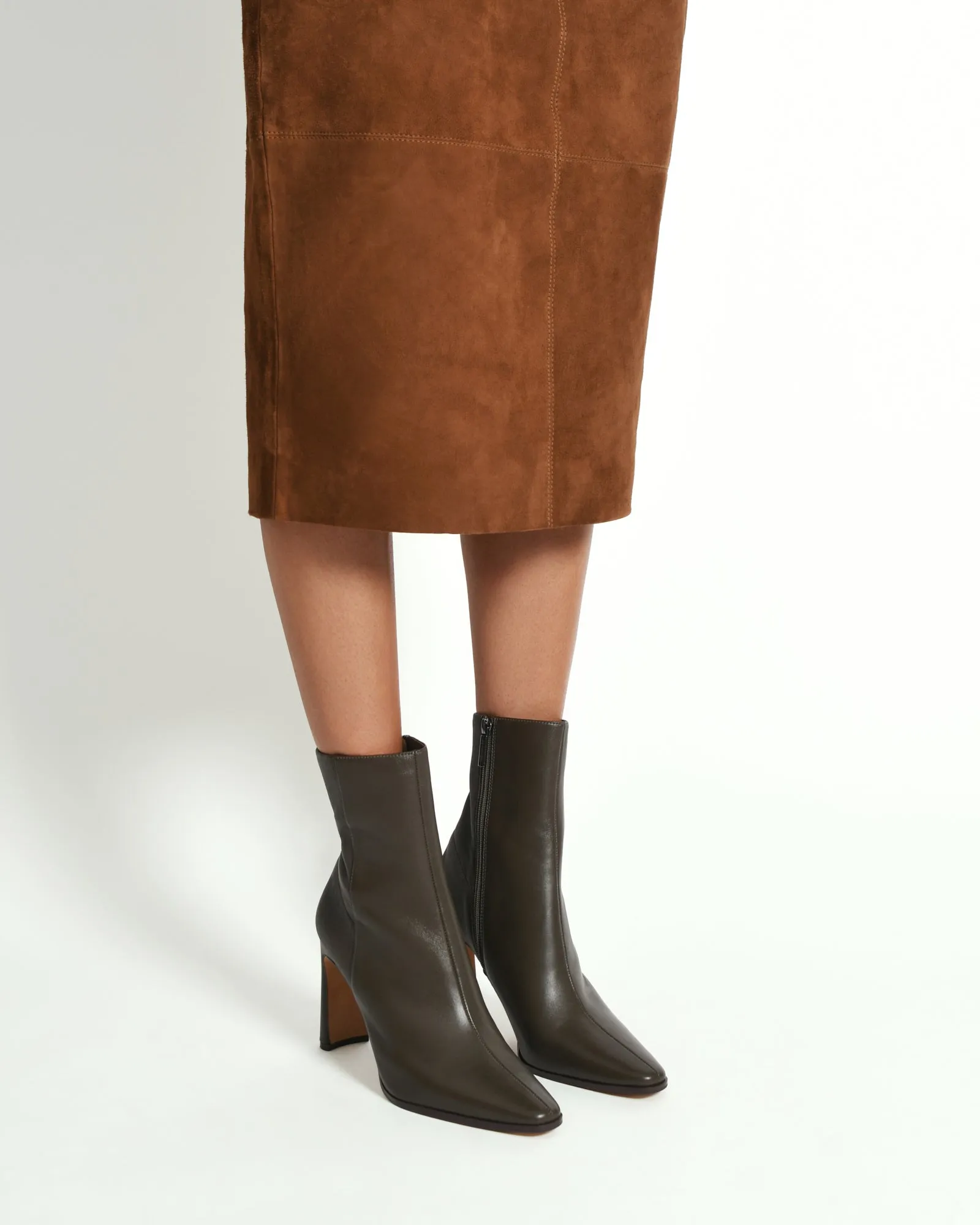 JEMIMA HIGH ANKLE BOOTS DARK OLIVE LEATHER Jo Mercer