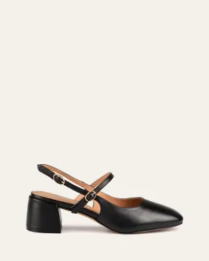 JENNA LOW HEELS BLACK LEATHER Jo Mercer