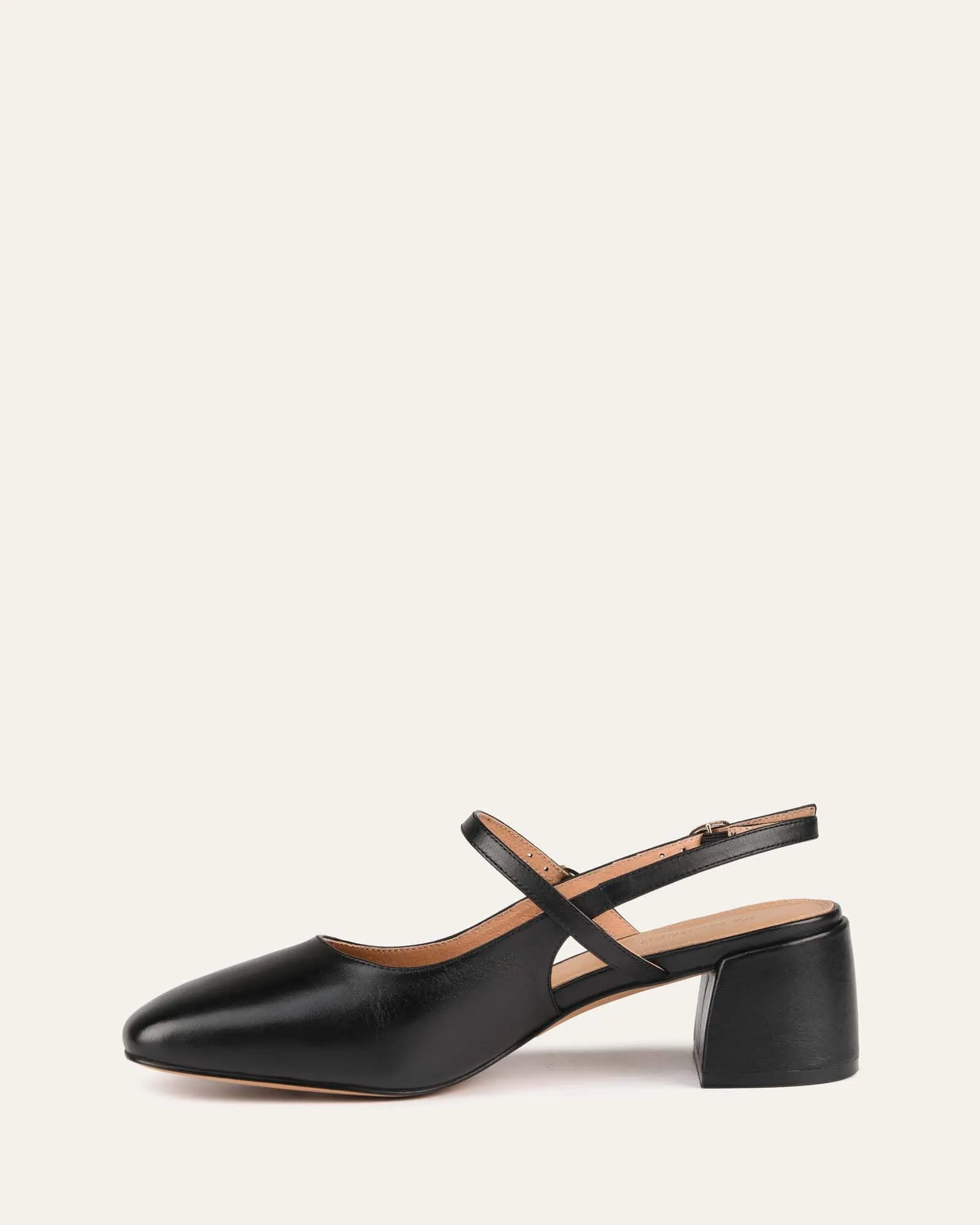 JENNA LOW HEELS BLACK LEATHER Jo Mercer