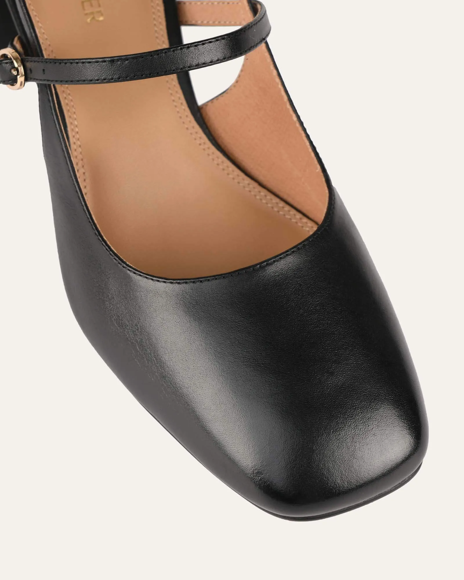 JENNA LOW HEELS BLACK LEATHER Jo Mercer
