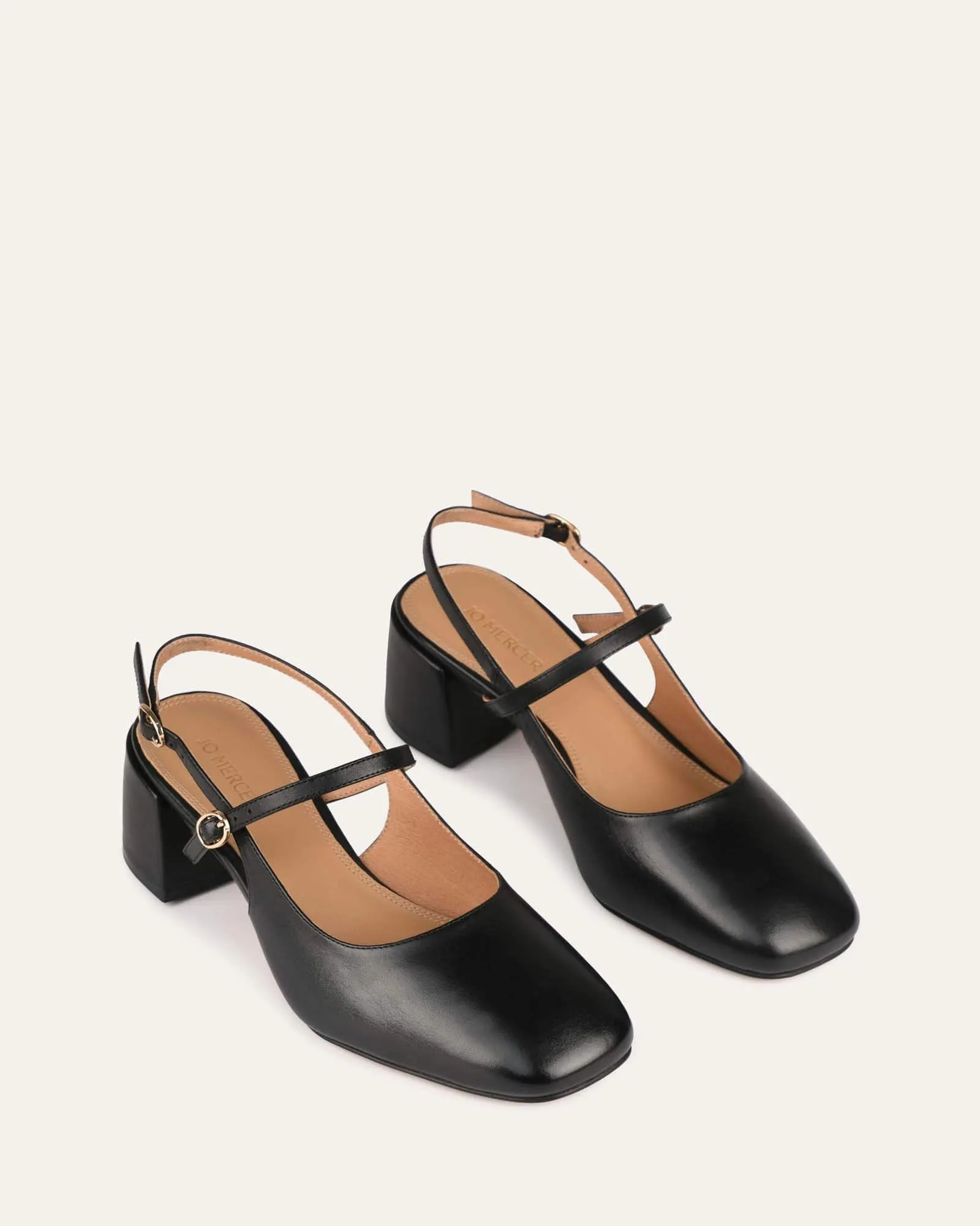 JENNA LOW HEELS BLACK LEATHER Jo Mercer