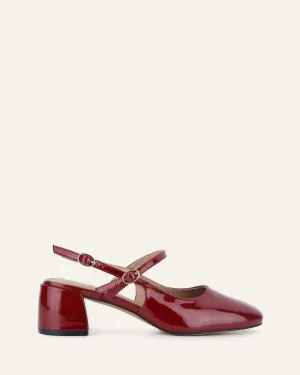 JENNA LOW HEELS RUBY RED PATENT Jo Mercer