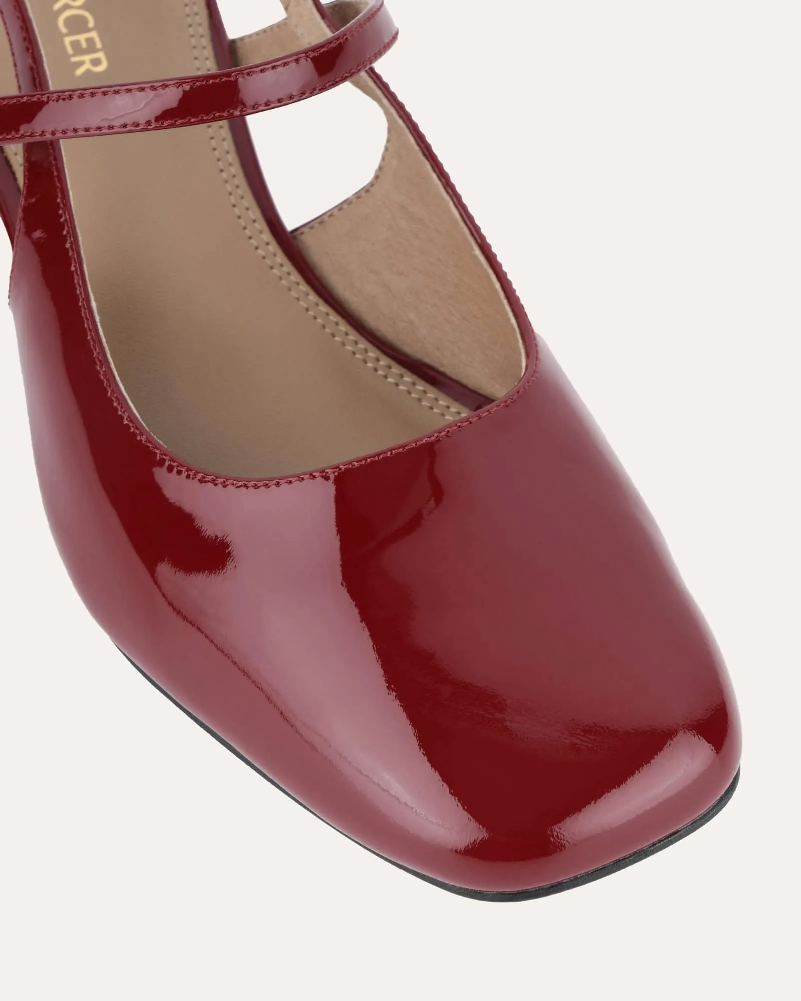 JENNA LOW HEELS RUBY RED PATENT Jo Mercer