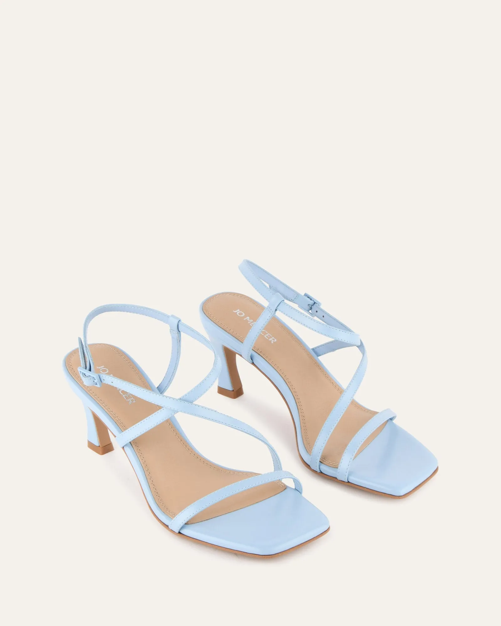 JOCKEY HIGH HEEL SANDALS SKY BLUE LEATHER Jo Mercer