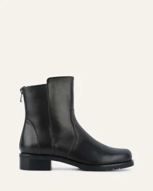 JOHNSTON FLAT ANKLE BOOTS BLACK LEATHER Jo Mercer