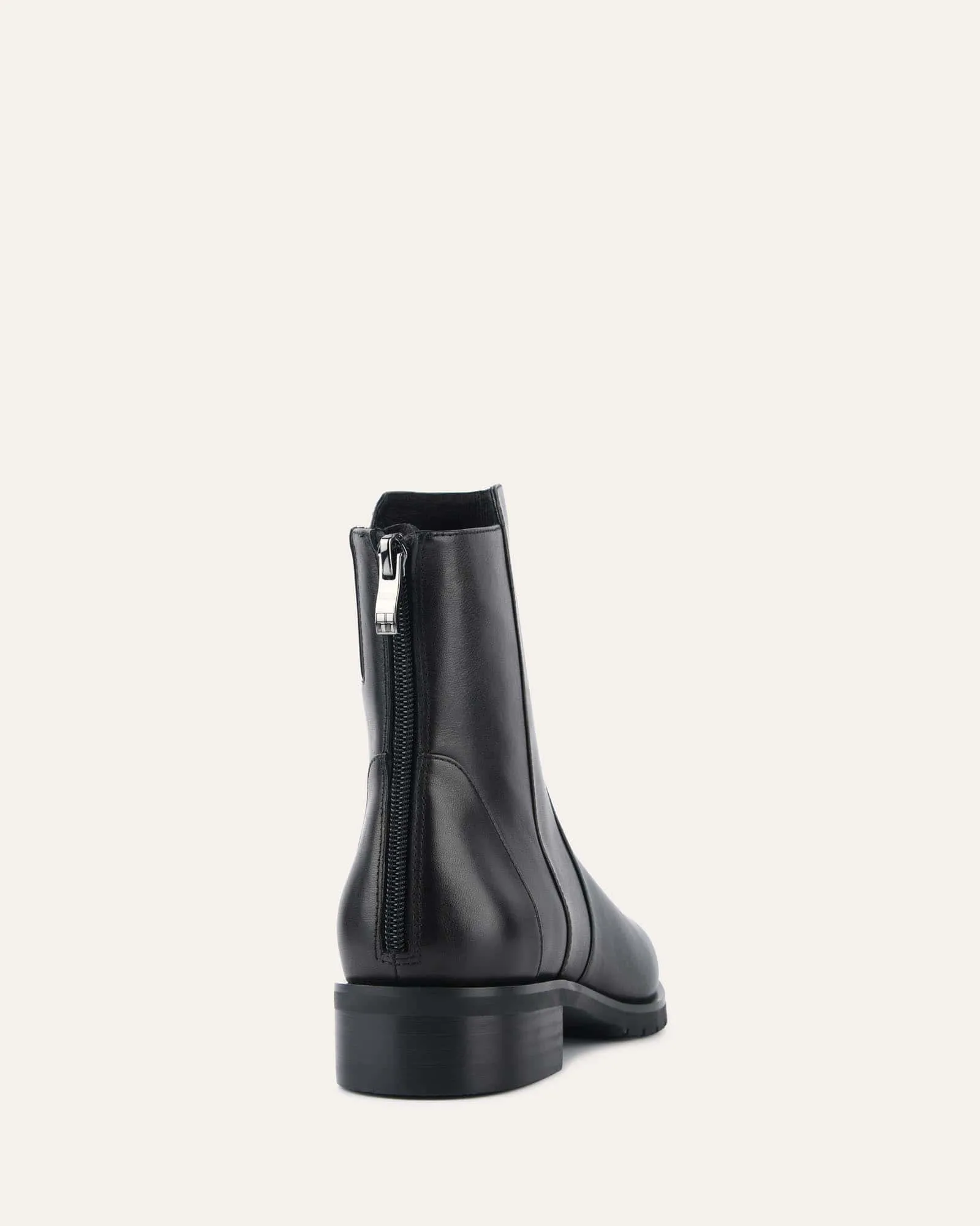JOHNSTON FLAT ANKLE BOOTS BLACK LEATHER Jo Mercer