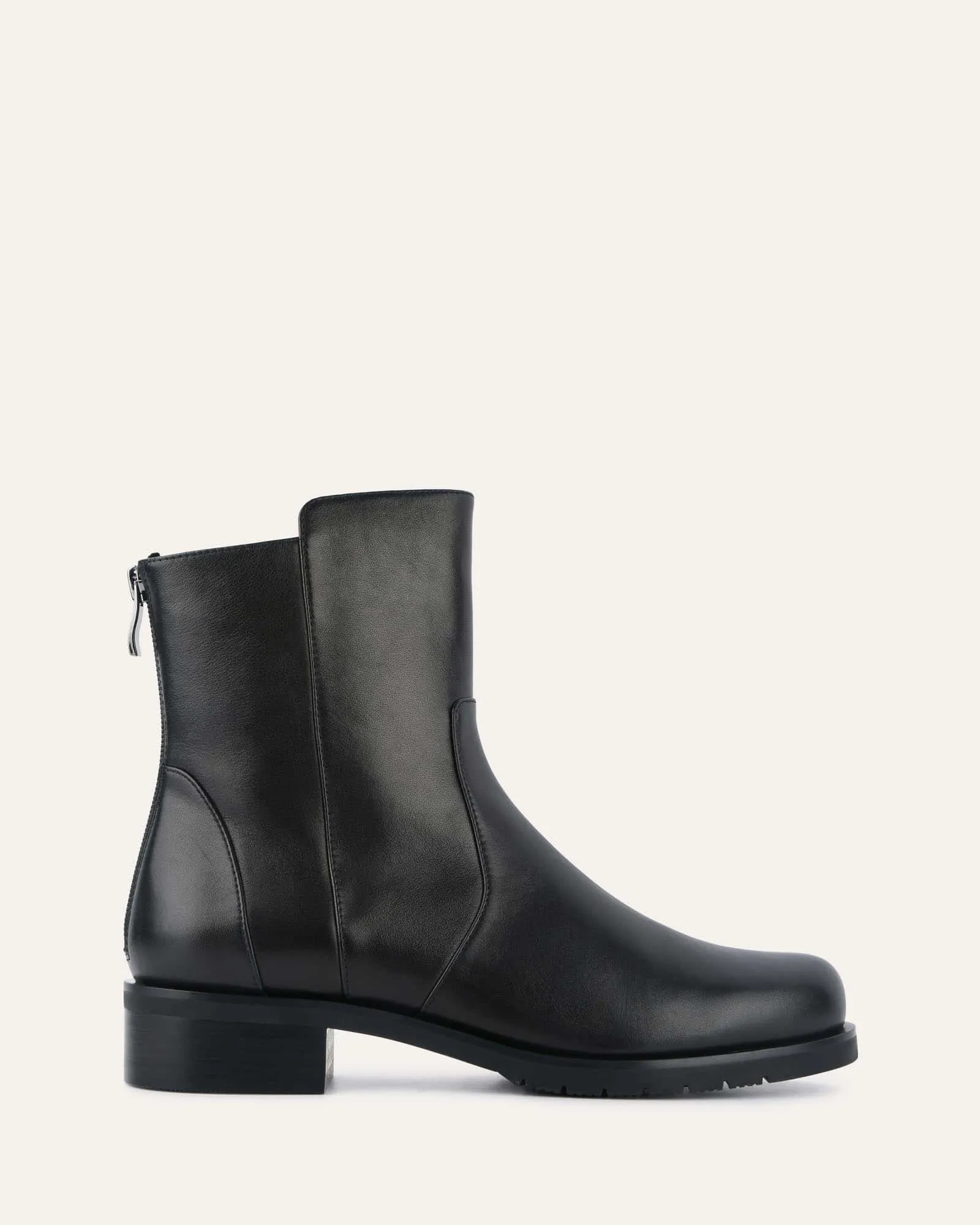 JOHNSTON FLAT ANKLE BOOTS BLACK LEATHER Jo Mercer