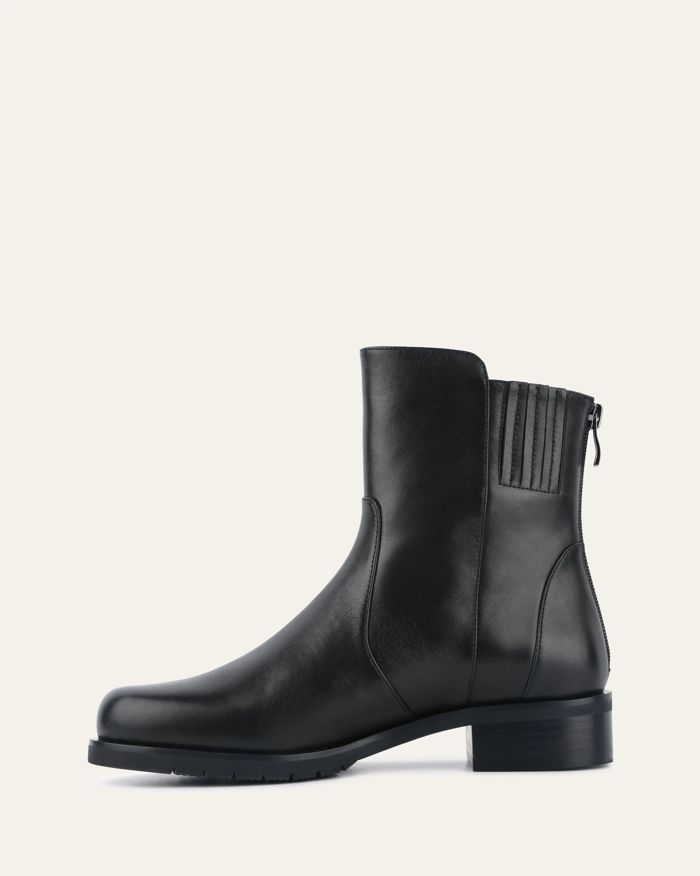 JOHNSTON FLAT ANKLE BOOTS BLACK LEATHER Jo Mercer