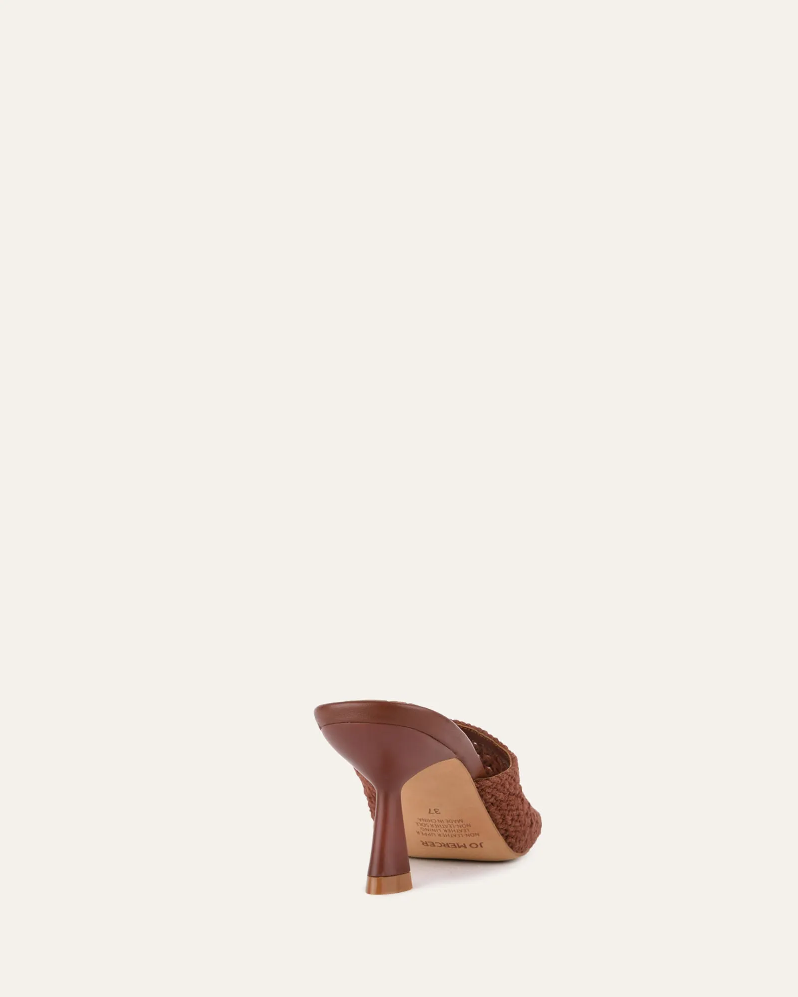 JORDYN MID HEEL SANDALS COGNAC TEXTILE Jo Mercer