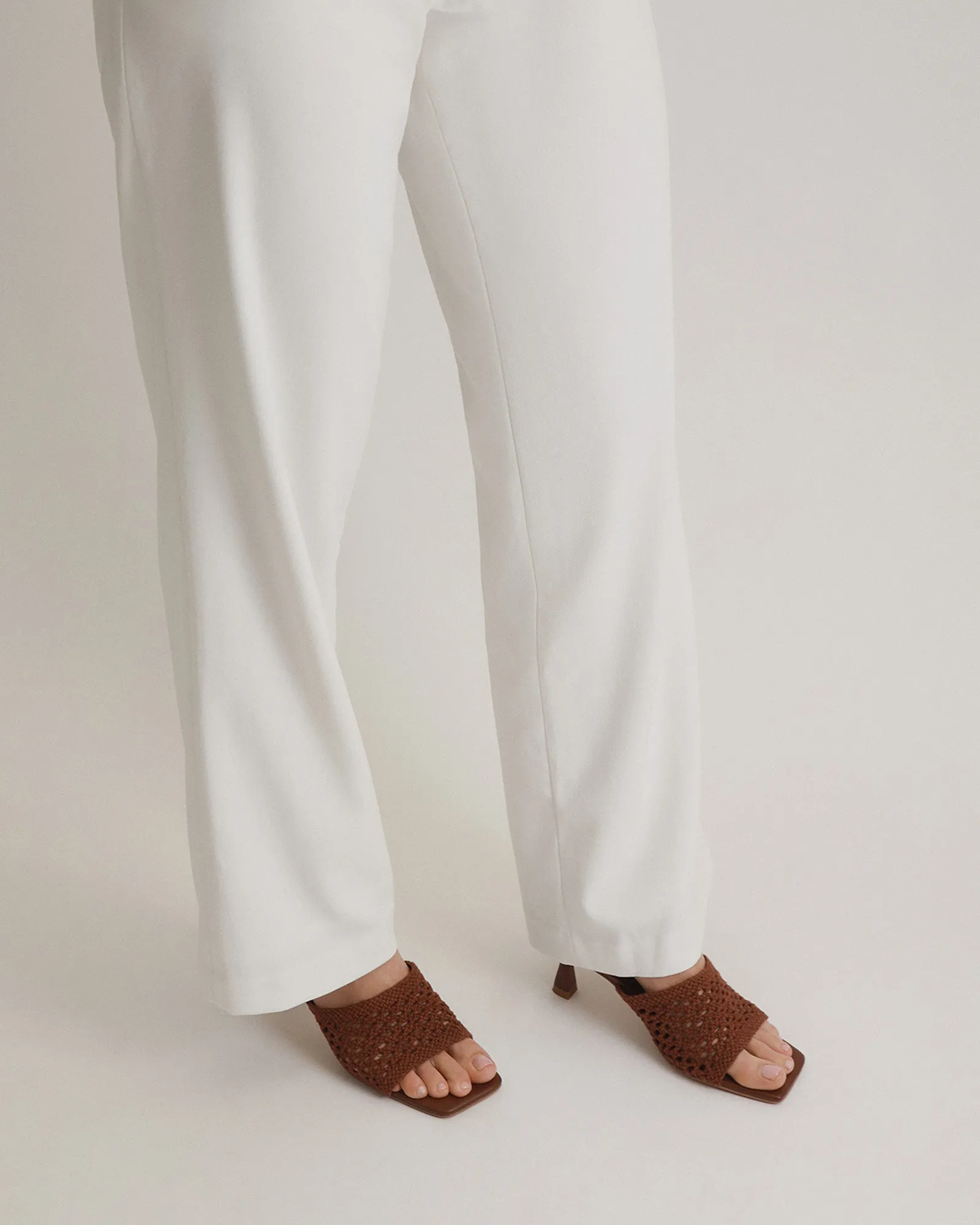 JORDYN MID HEEL SANDALS COGNAC TEXTILE Jo Mercer