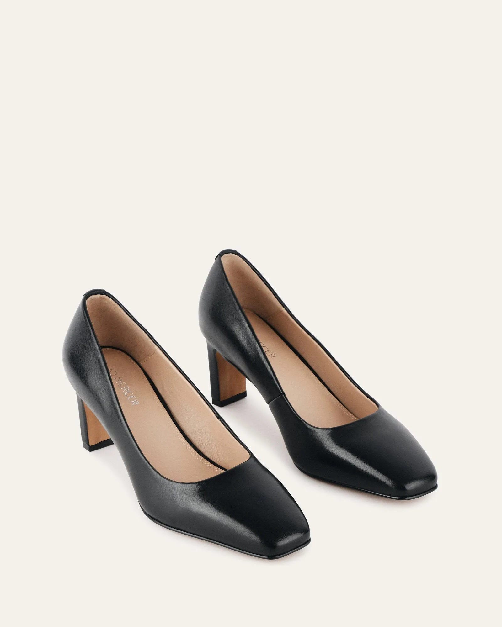 JULIE MID HEELS BLACK LEATHER Jo Mercer