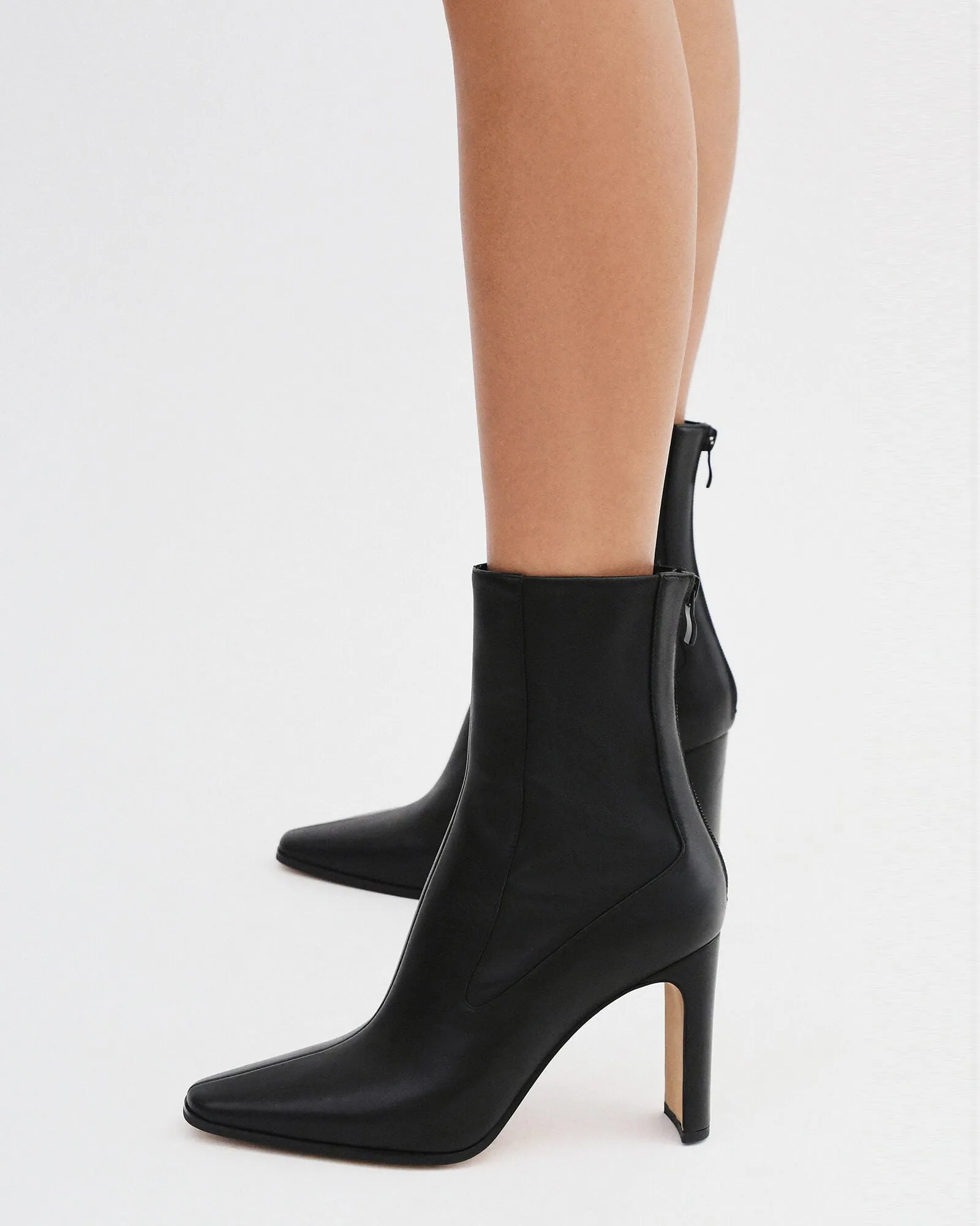 JUNE HIGH ANKLE BOOTS BLACK LEATHER Jo Mercer